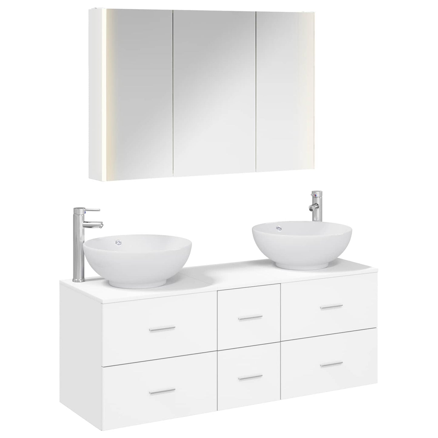 Baderomsinnredningssett 4 pcs Hvit Konstruert tre og glass