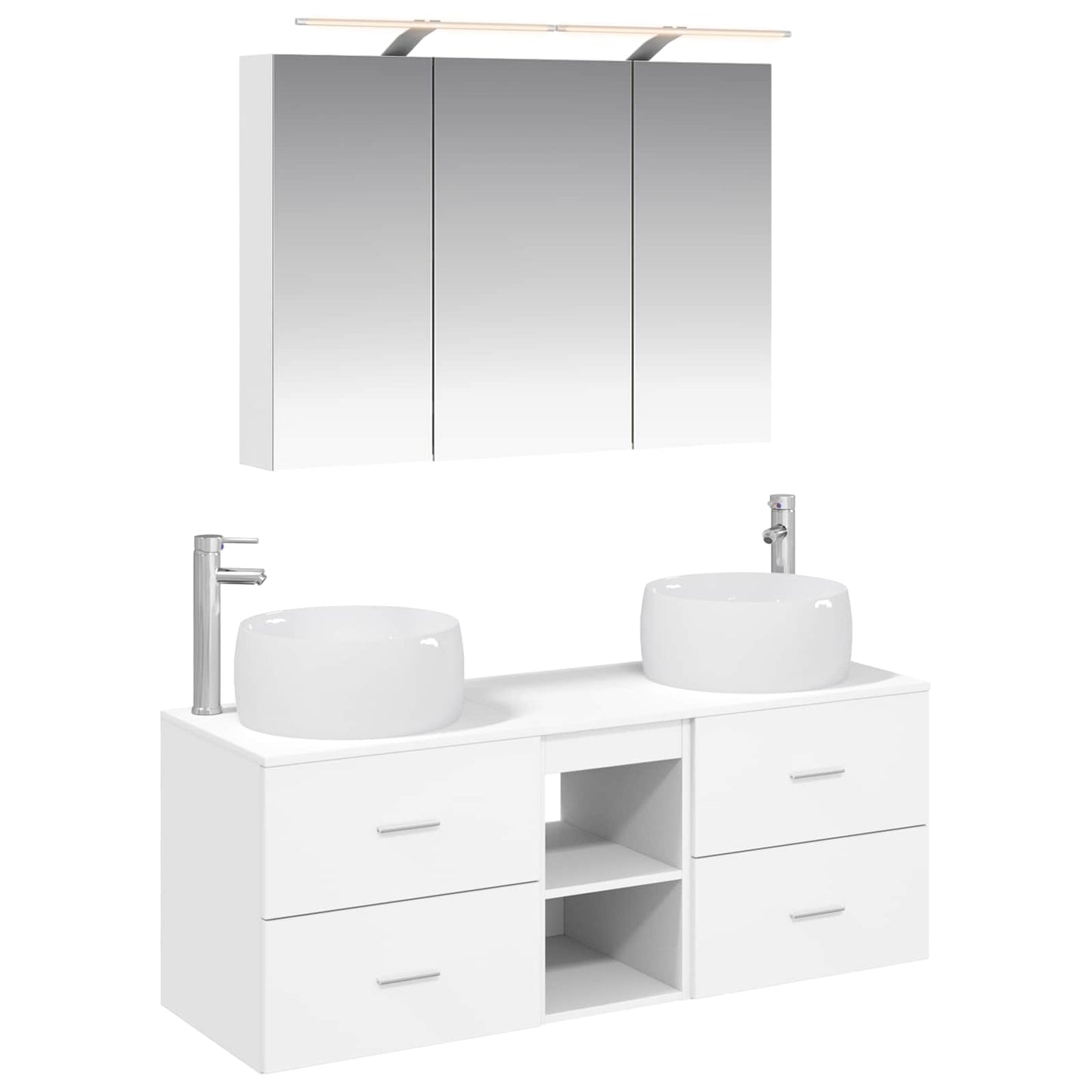 Baderomsinnredningssett 4 pcs Hvit Konstruert tre og glass