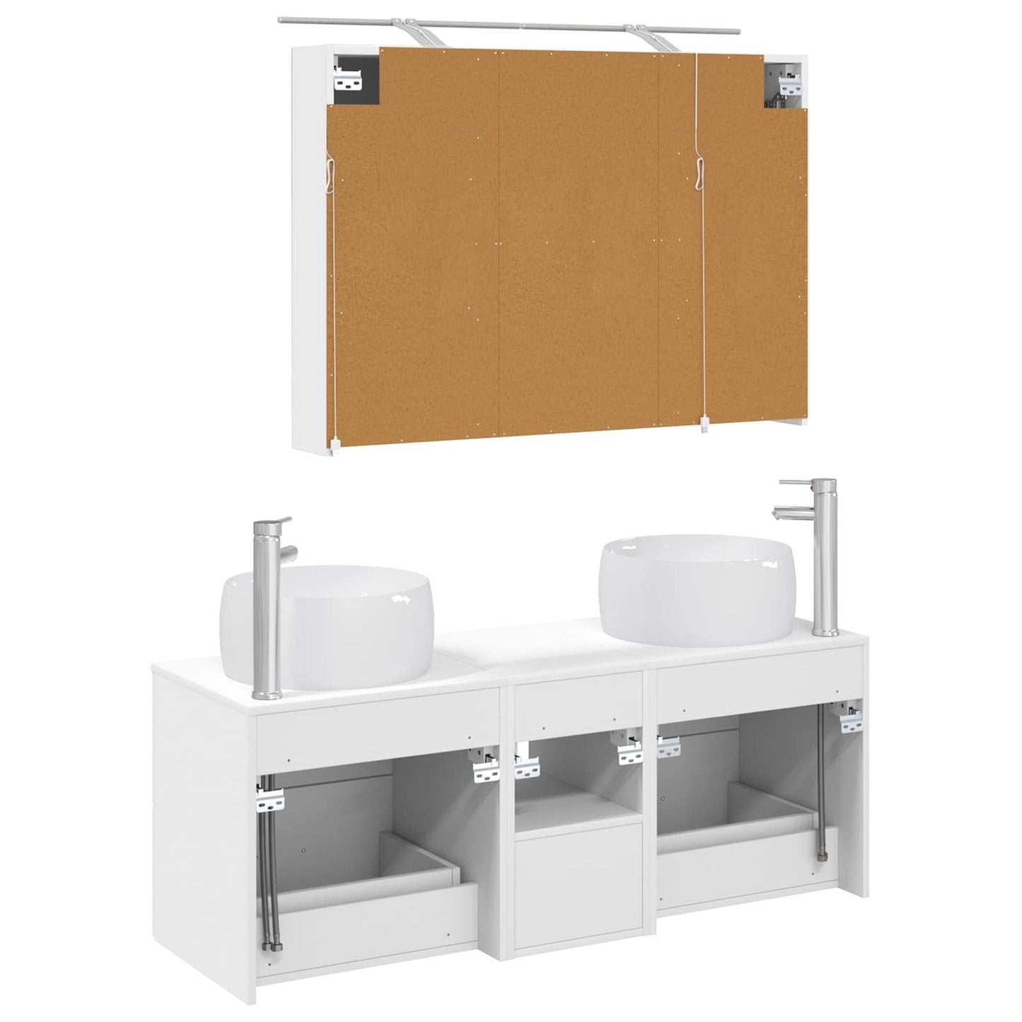 Baderomsinnredningssett 4 pcs Hvit Konstruert tre og glass