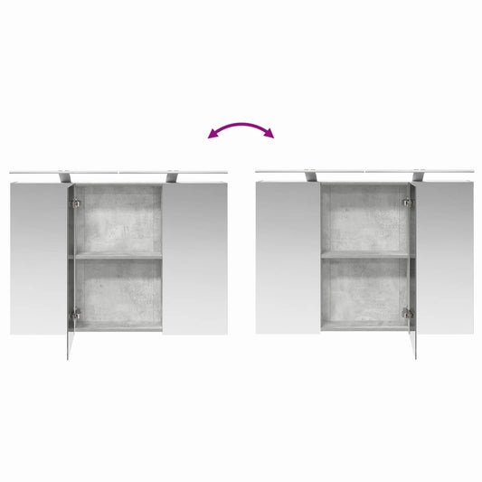 Baderomsinnredningssett 4 pcs Betonggrå Konstruert tre og glass