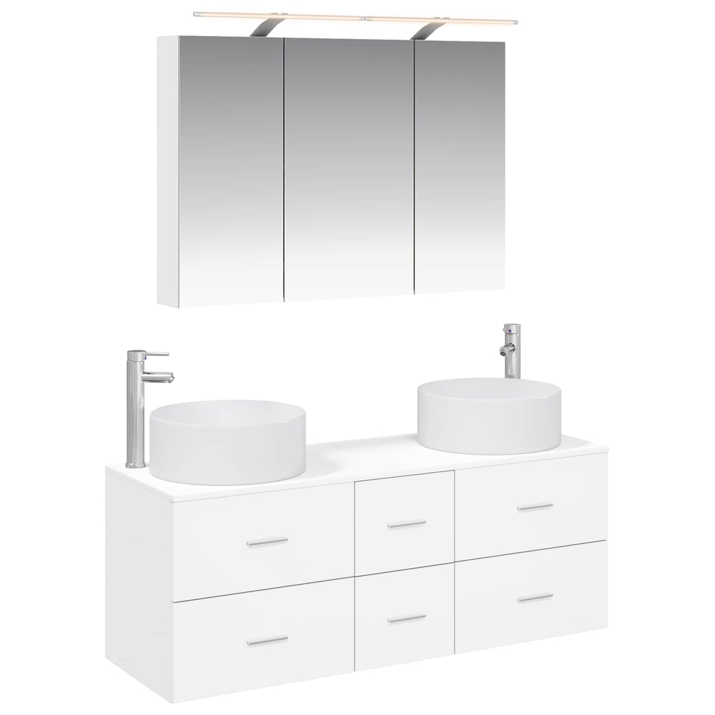 Baderomsinnredningssett 4 pcs Hvit Konstruert tre og glass