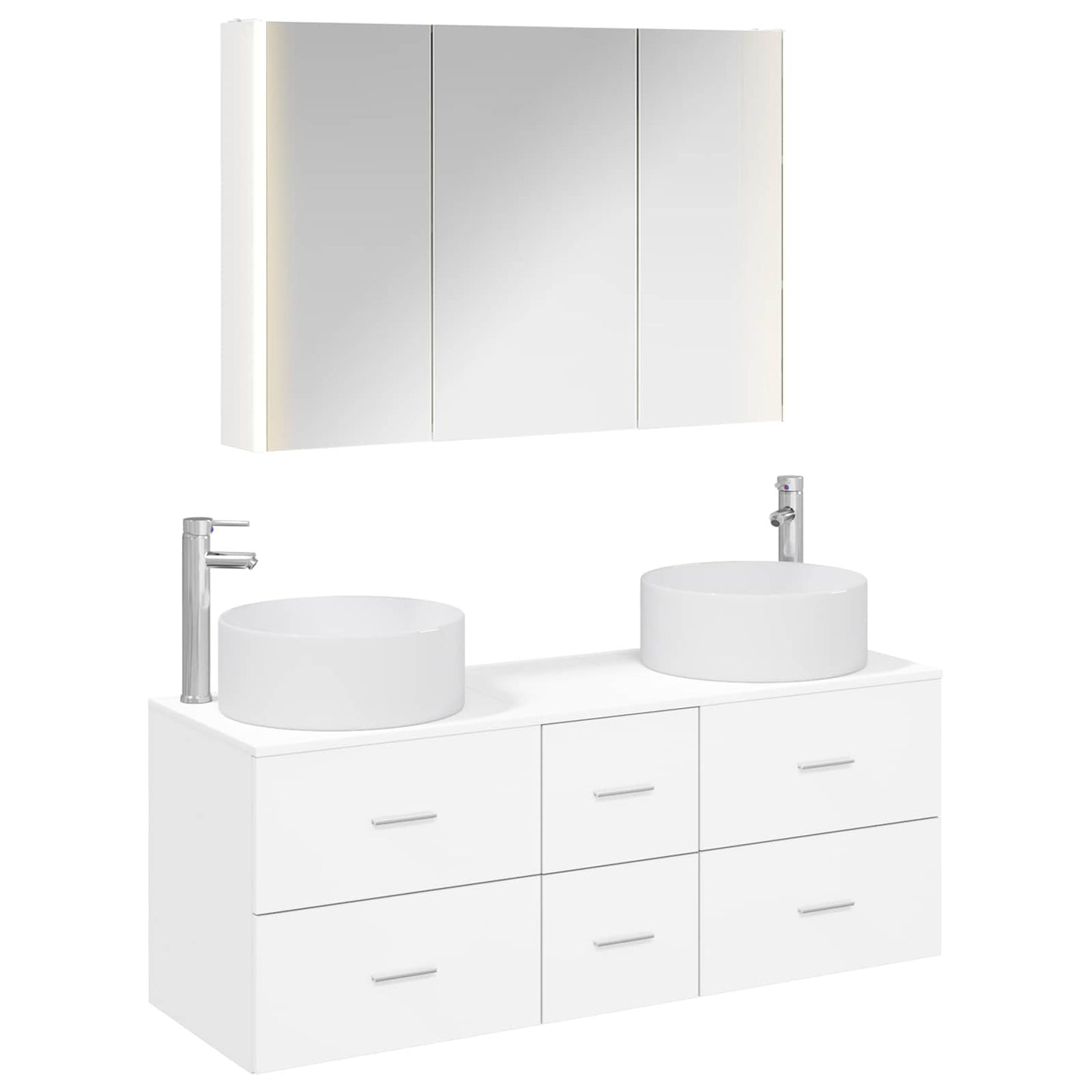 Baderomsinnredningssett 4 pcs Hvit Konstruert tre og glass