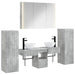 Baderomsinnredningssett 6 pcs Betonggrå Konstruert tre og glass