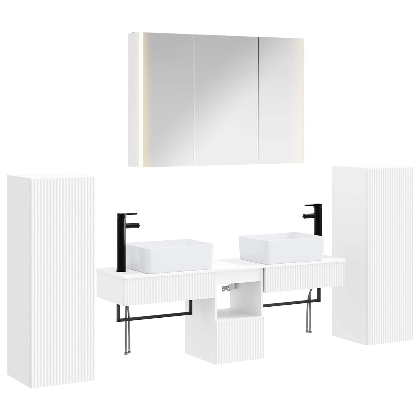 Baderomsinnredningssett 6 pcs Hvit Konstruert tre og glass