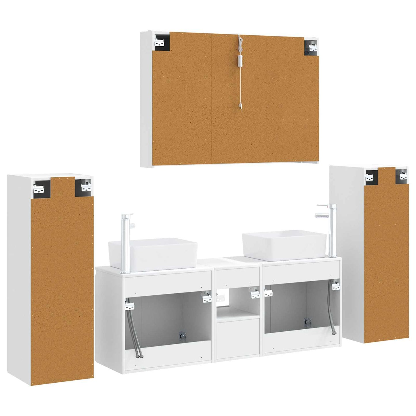 Baderomsinnredningssett 6 pcs Hvit Konstruert tre og glass