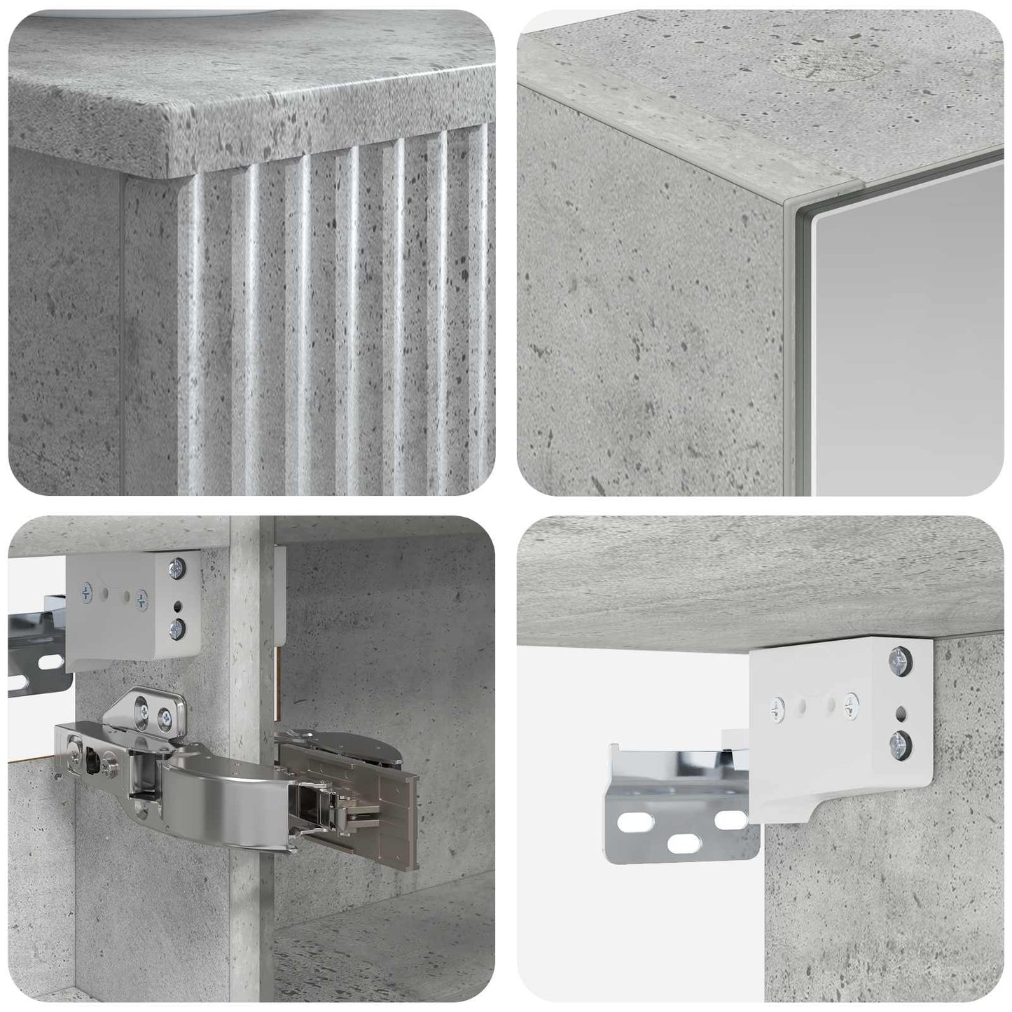 Baderomsinnredningssett 6 pcs Betonggrå Konstruert tre og glass