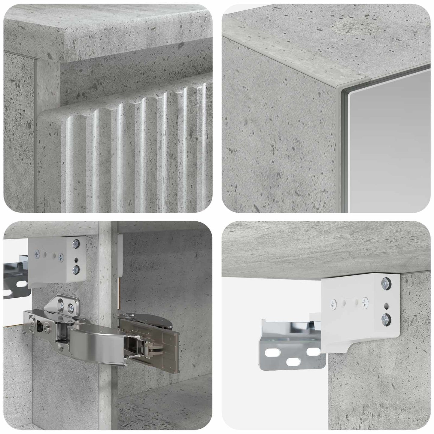 Baderomsinnredningssett 6 pcs Betonggrå Konstruert tre og glass