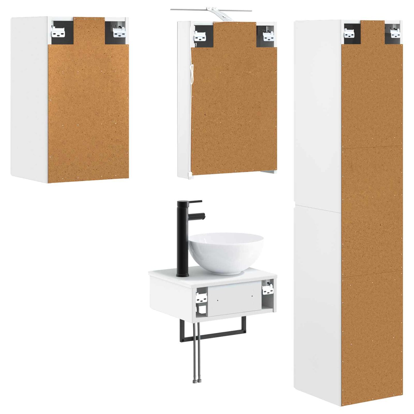 Baderomsinnredningssett 5 pcs Hvit Konstruert tre og glass
