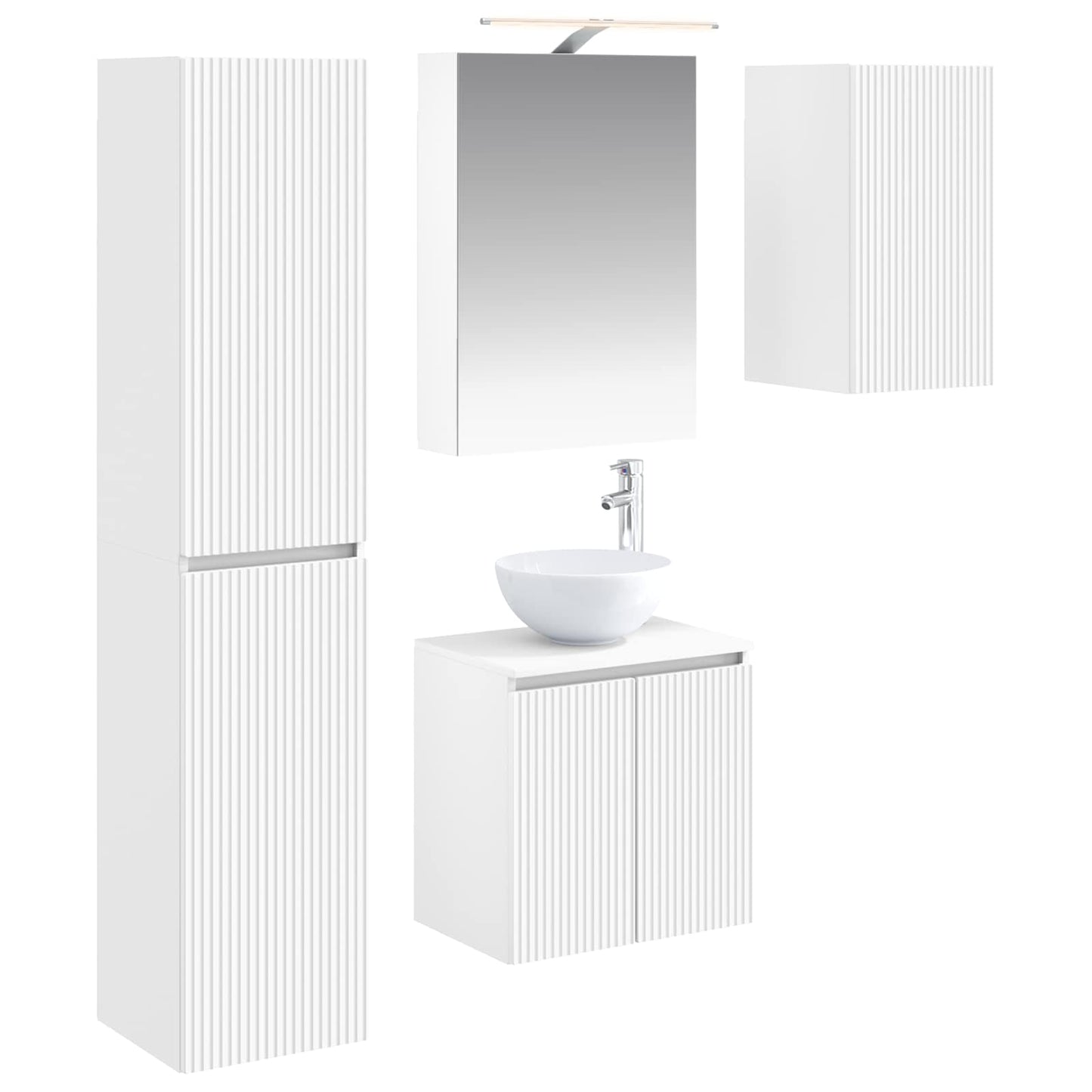 Baderomsskapsett 5 pcs Hvit 50 x 14,5 x 70 cm Konstruert tre