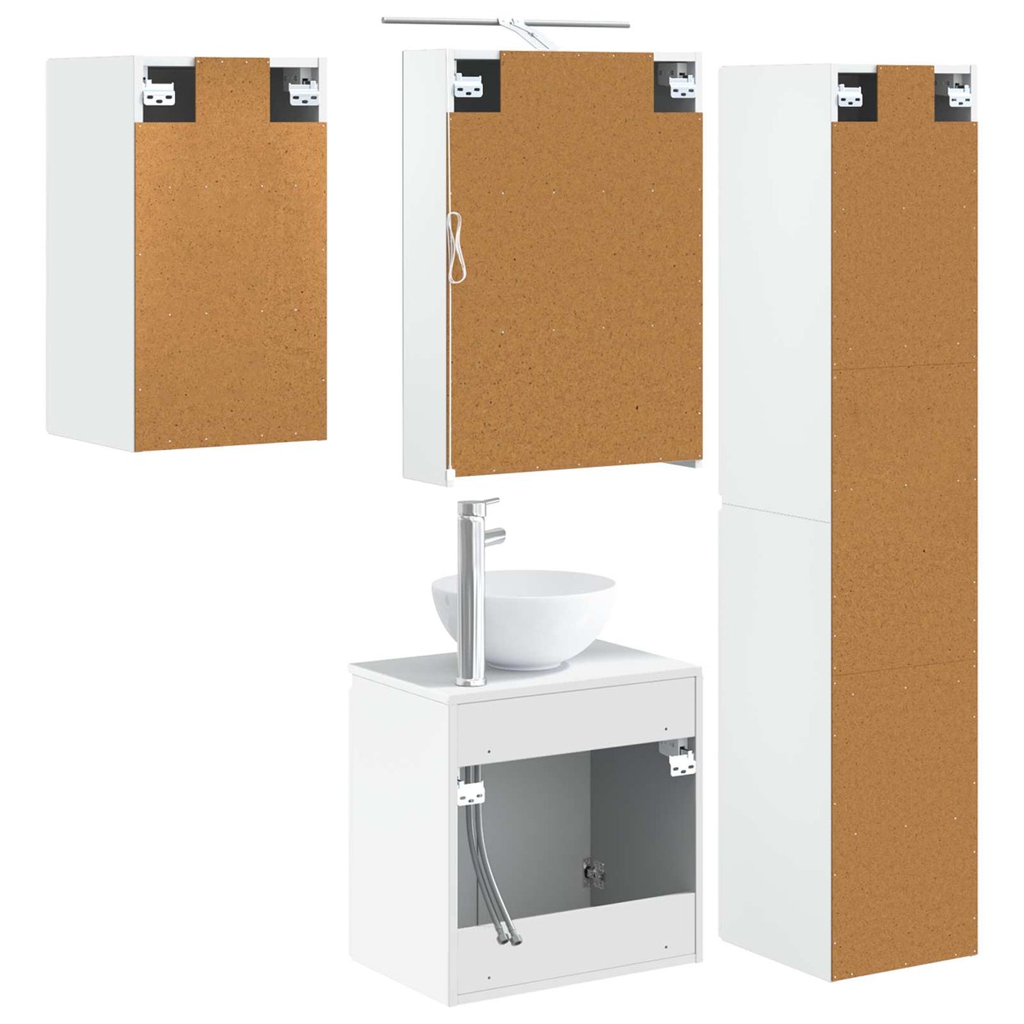 Baderomsskapsett 5 pcs Hvit 50 x 14,5 x 70 cm Konstruert tre