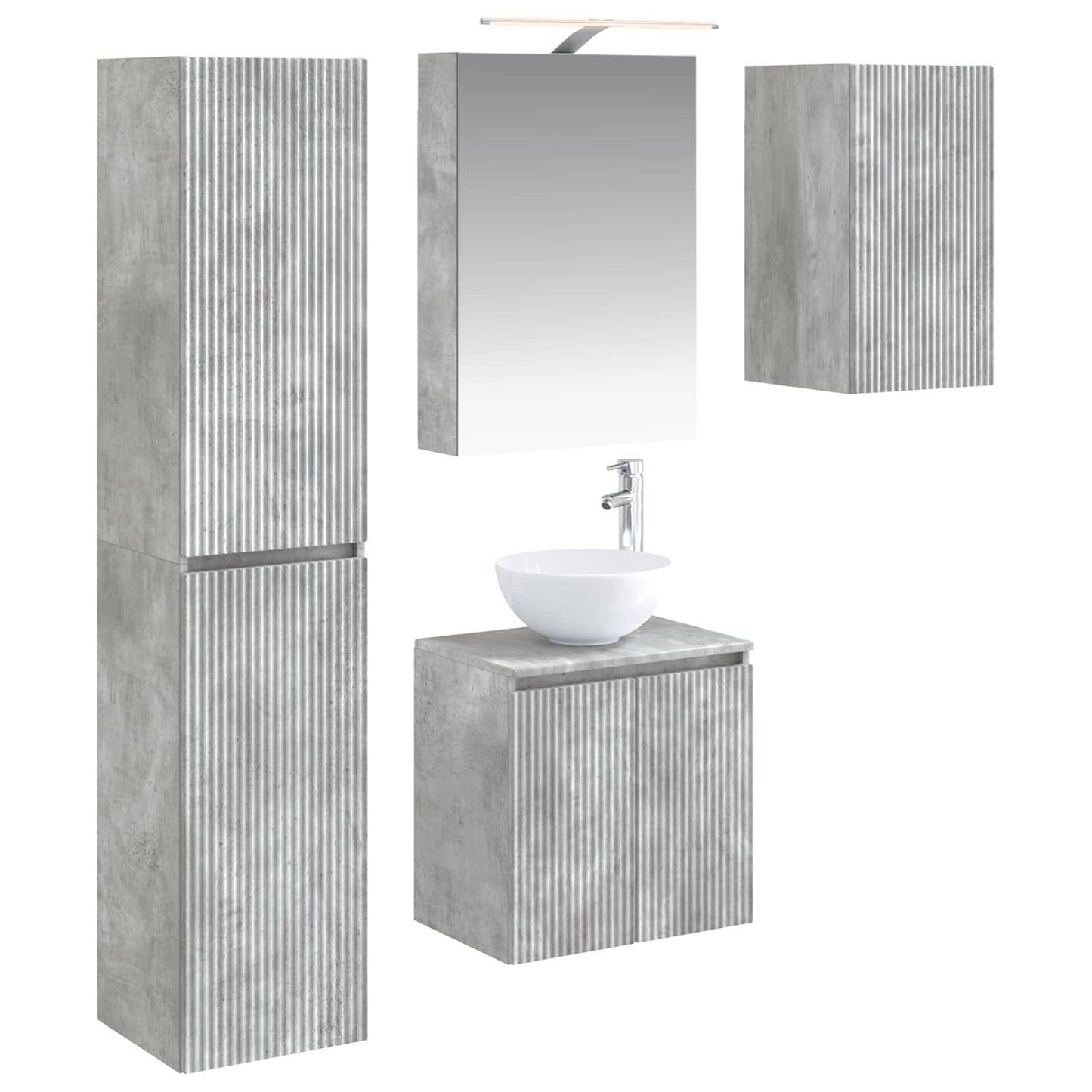 Baderomsskapsett 5 pcs Betonggrå 50 x 14,5 x 70 cm
