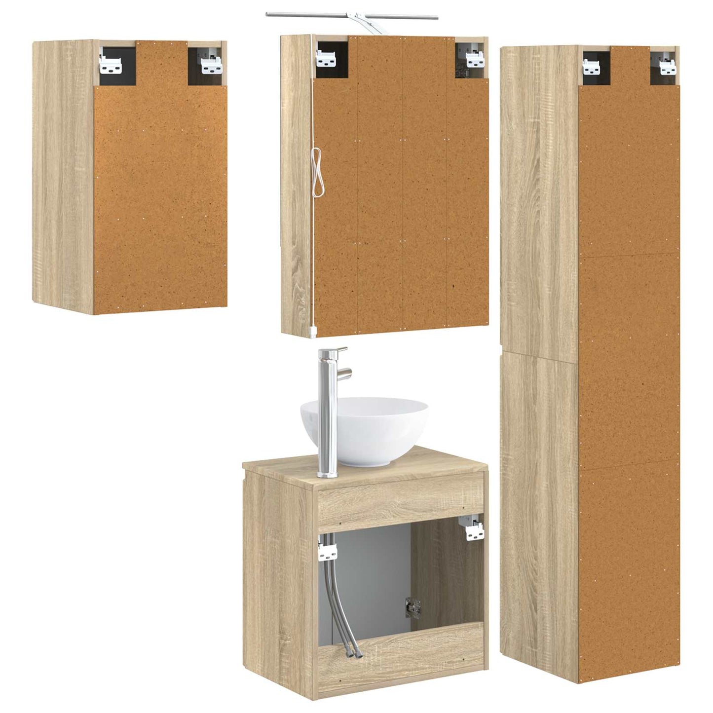 Baderomsskapsett 5 pcs Sonoma eik 50 x 14,5 x 70 cm