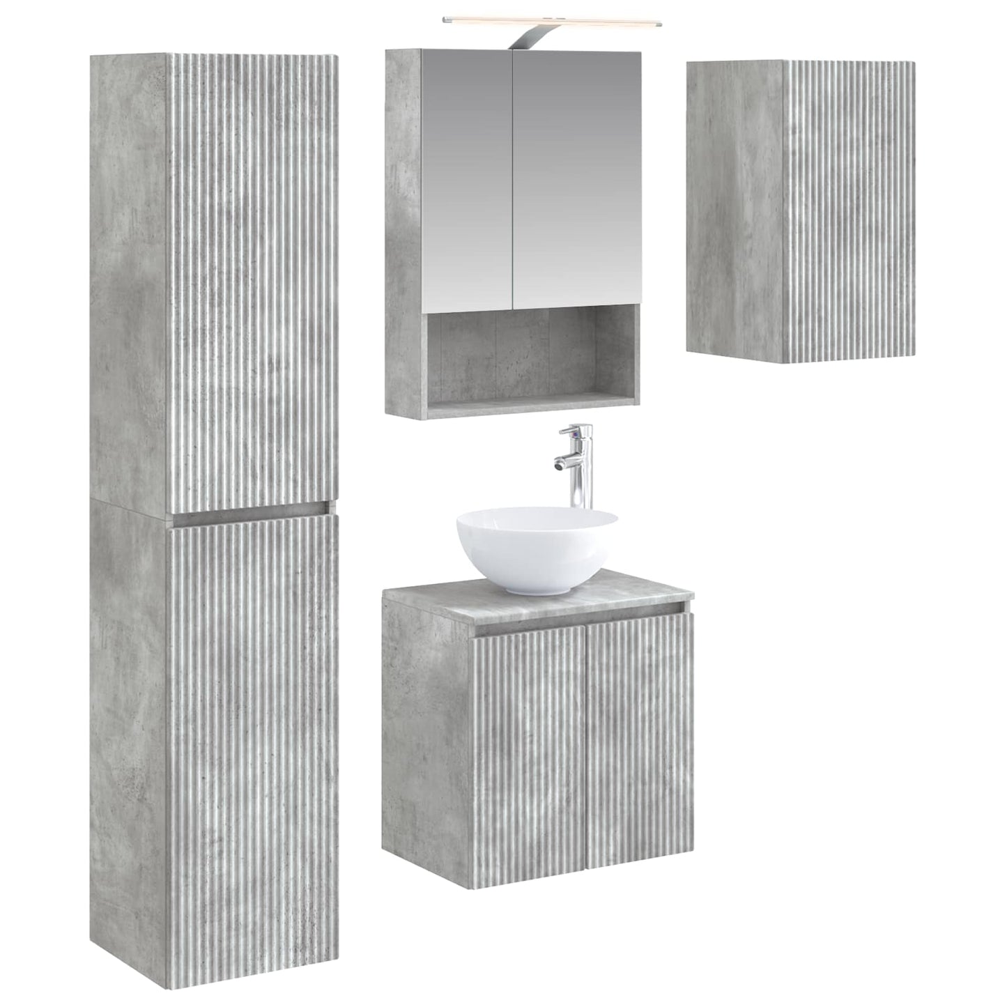 Baderomsskapsett 5 pcs Betonggrå 50 x 14,5 x 70 cm