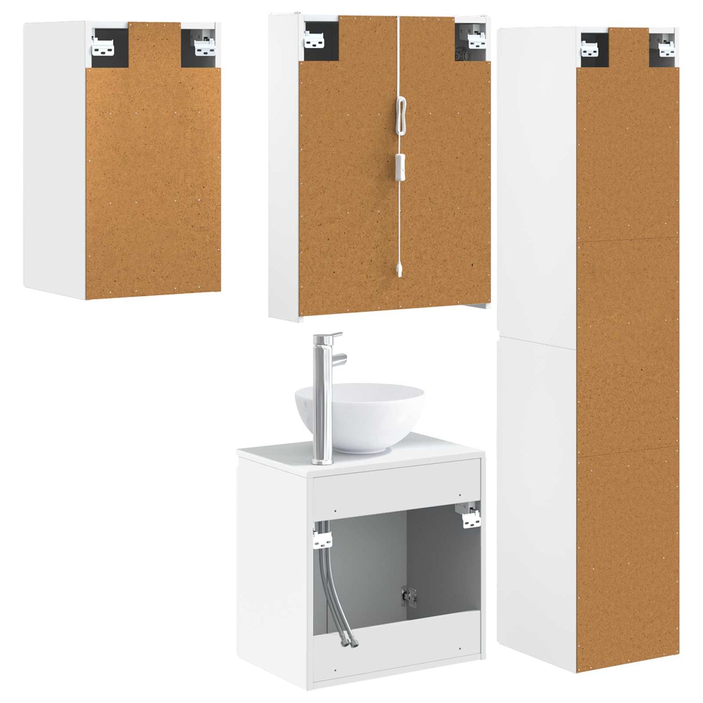 Baderomsskapsett 5 pcs Hvit 53 x 15,5 x 70 cm Konstruert tre