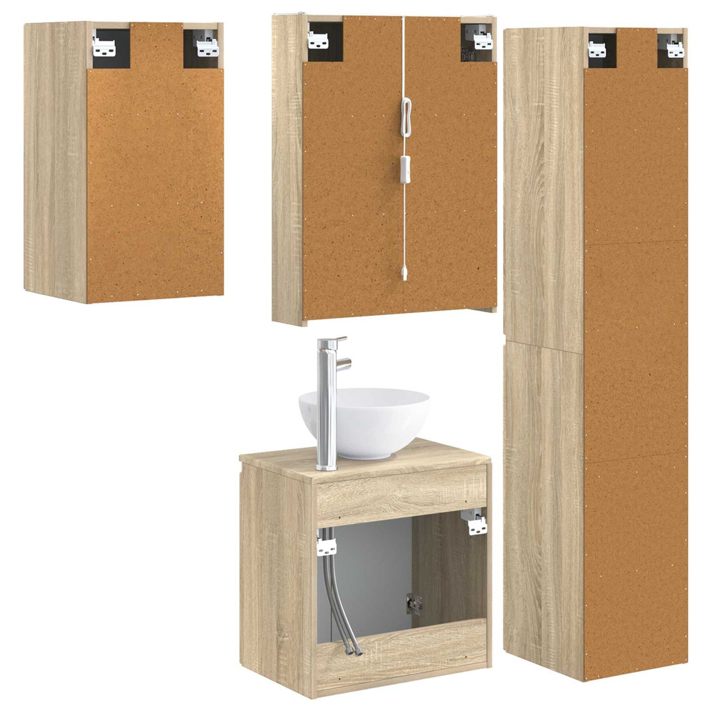 Baderomsskapsett 5 pcs Sonoma eik 53 x 15,5 x 70 cm
