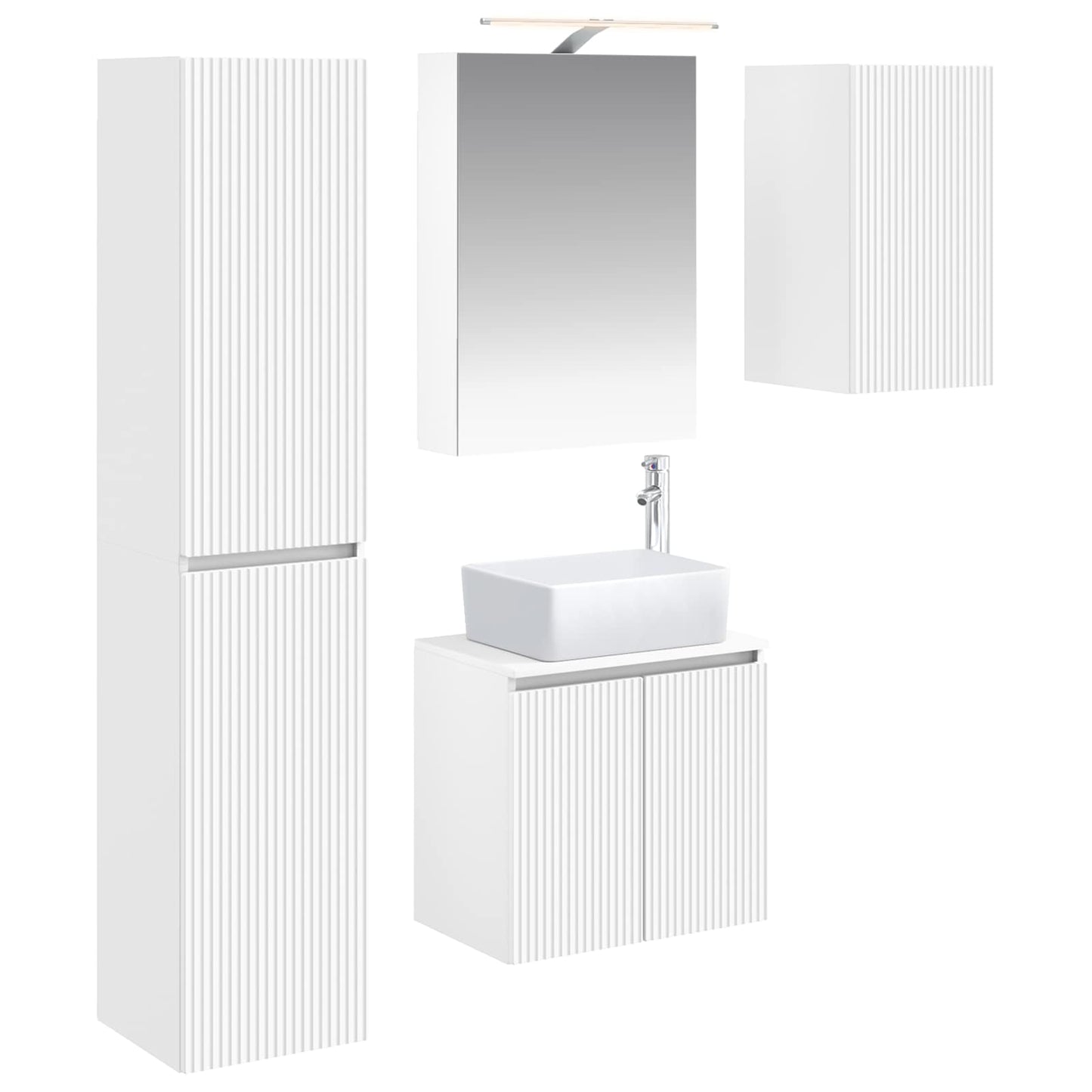 Baderomsskapsett 5 pcs Hvit 50 x 14,5 x 70 cm Konstruert tre