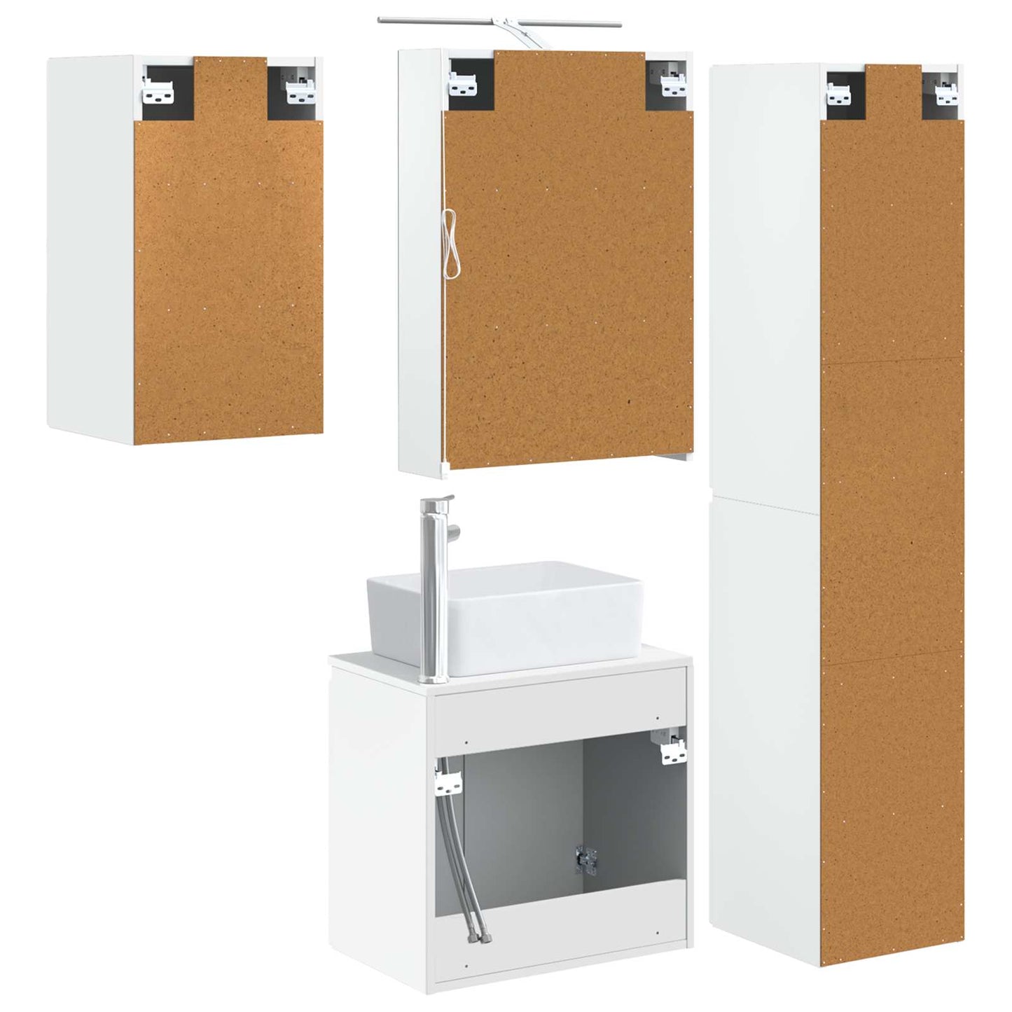 Baderomsskapsett 5 pcs Hvit 50 x 14,5 x 70 cm Konstruert tre