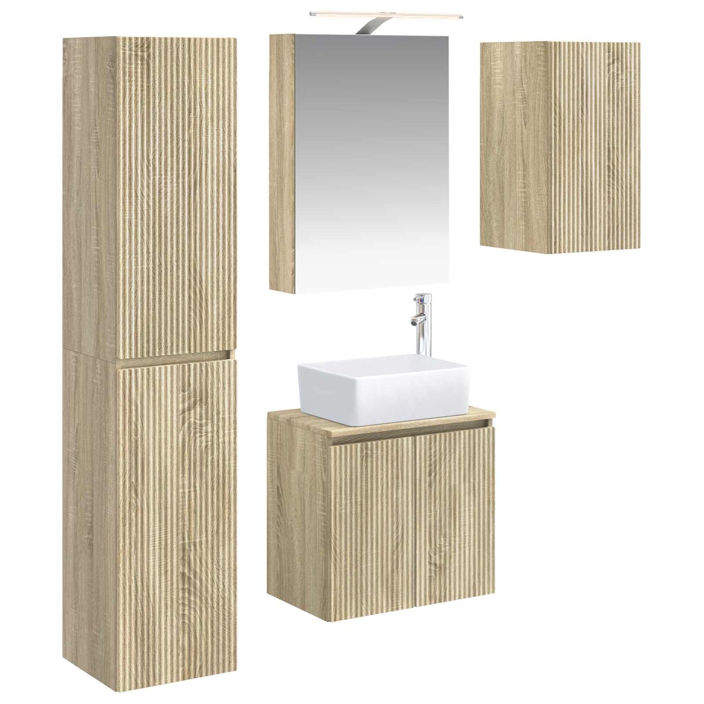 Baderomsskapsett 5 pcs Sonoma eik 50 x 14,5 x 70 cm
