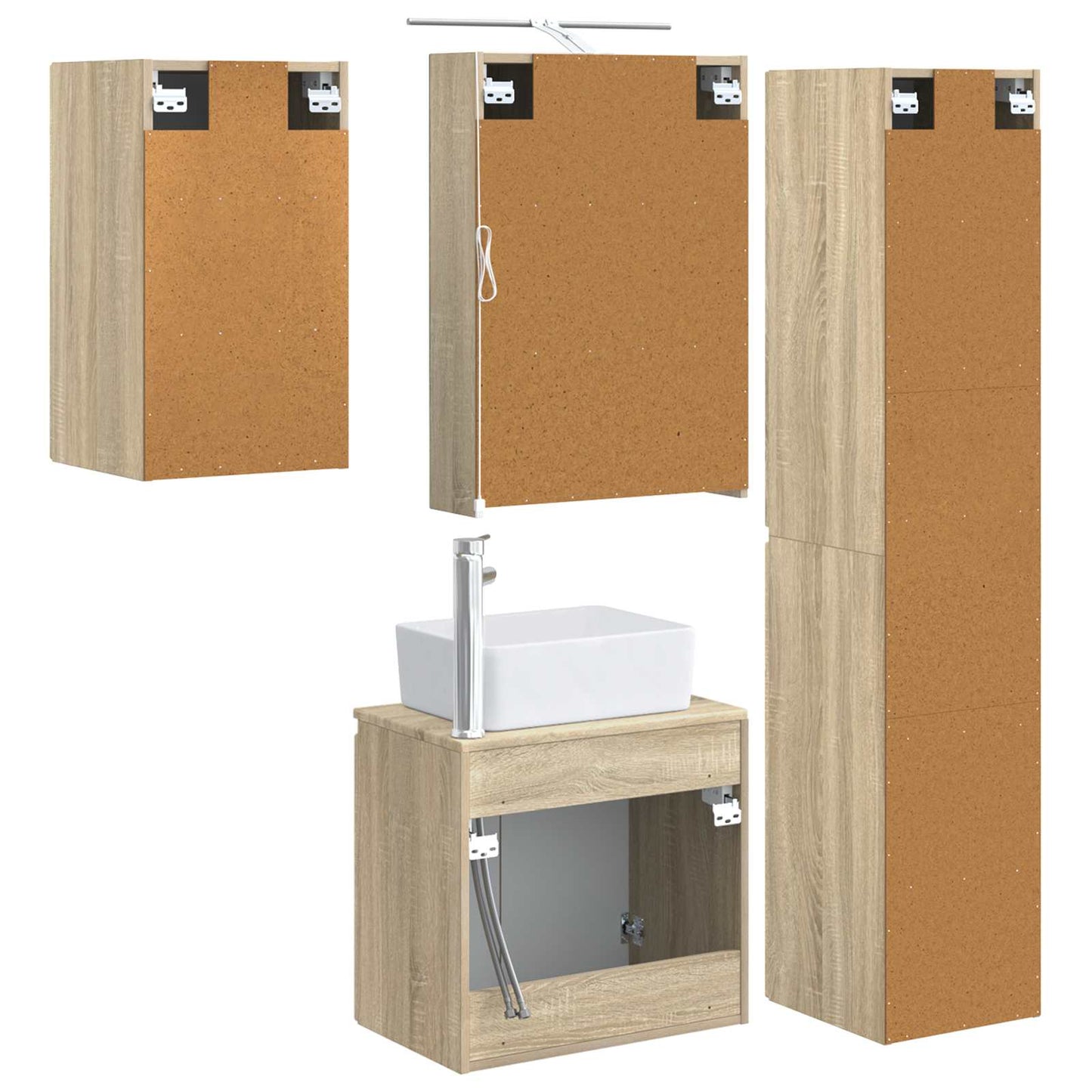 Baderomsskapsett 5 pcs Sonoma eik 50 x 14,5 x 70 cm