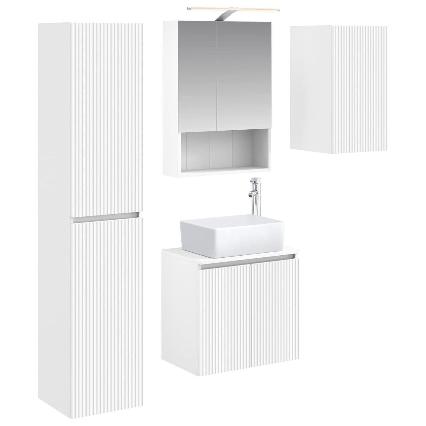 Baderomsskapsett 5 pcs Hvit 50 x 14,5 x 70 cm Konstruert tre