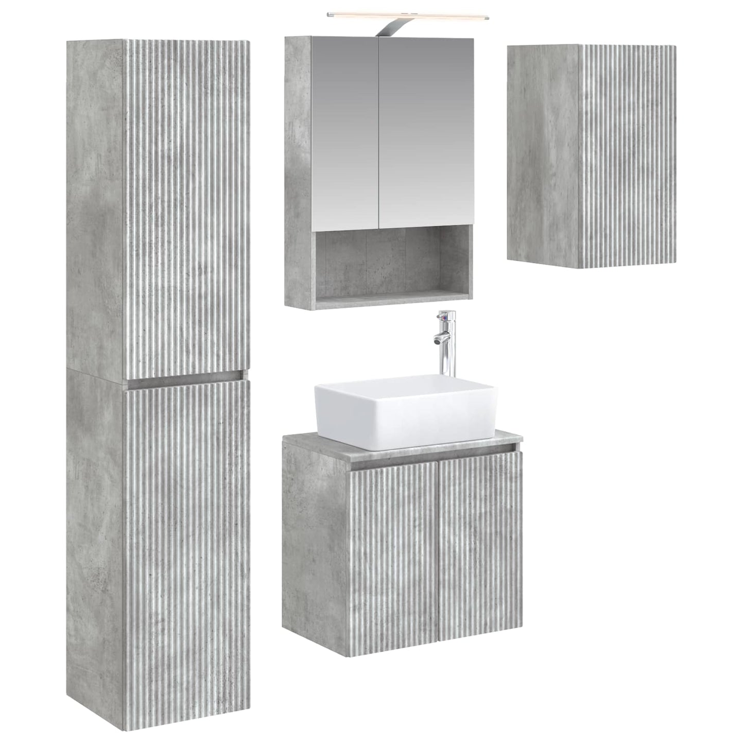 Baderomsskapsett 5 pcs Betonggrå 50 x 14,5 x 70 cm