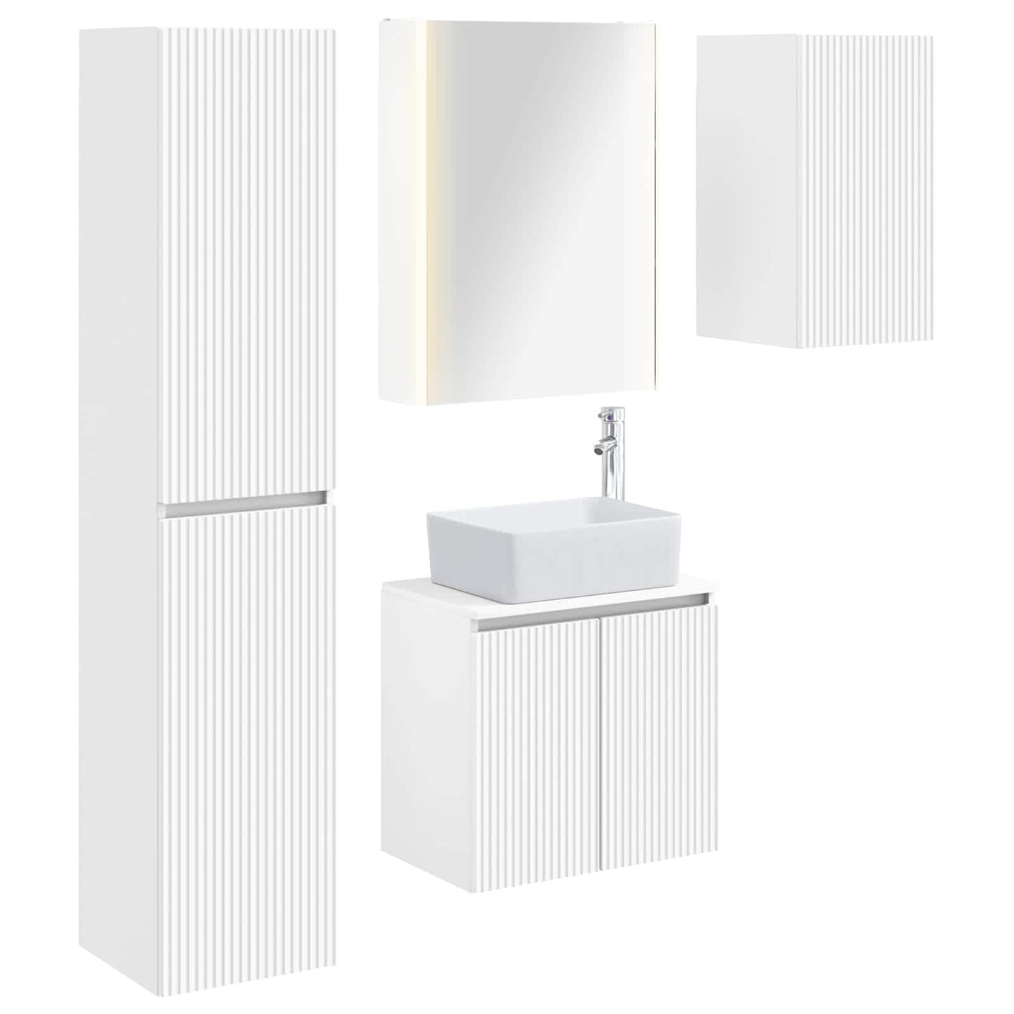 Baderomsskapsett 5 pcs Hvit 53 x 15,5 x 70 cm Konstruert tre