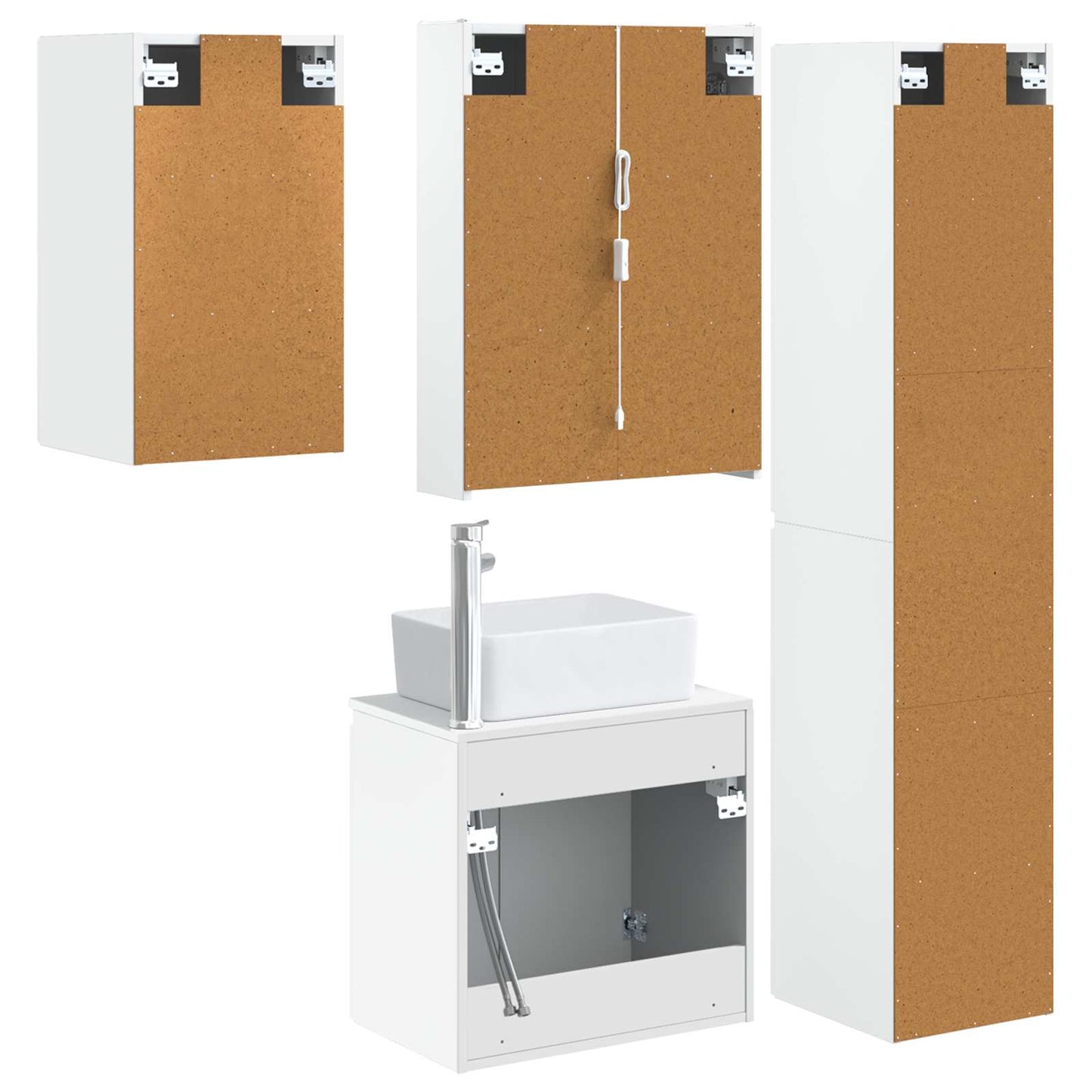 Baderomsskapsett 5 pcs Hvit 53 x 15,5 x 70 cm Konstruert tre