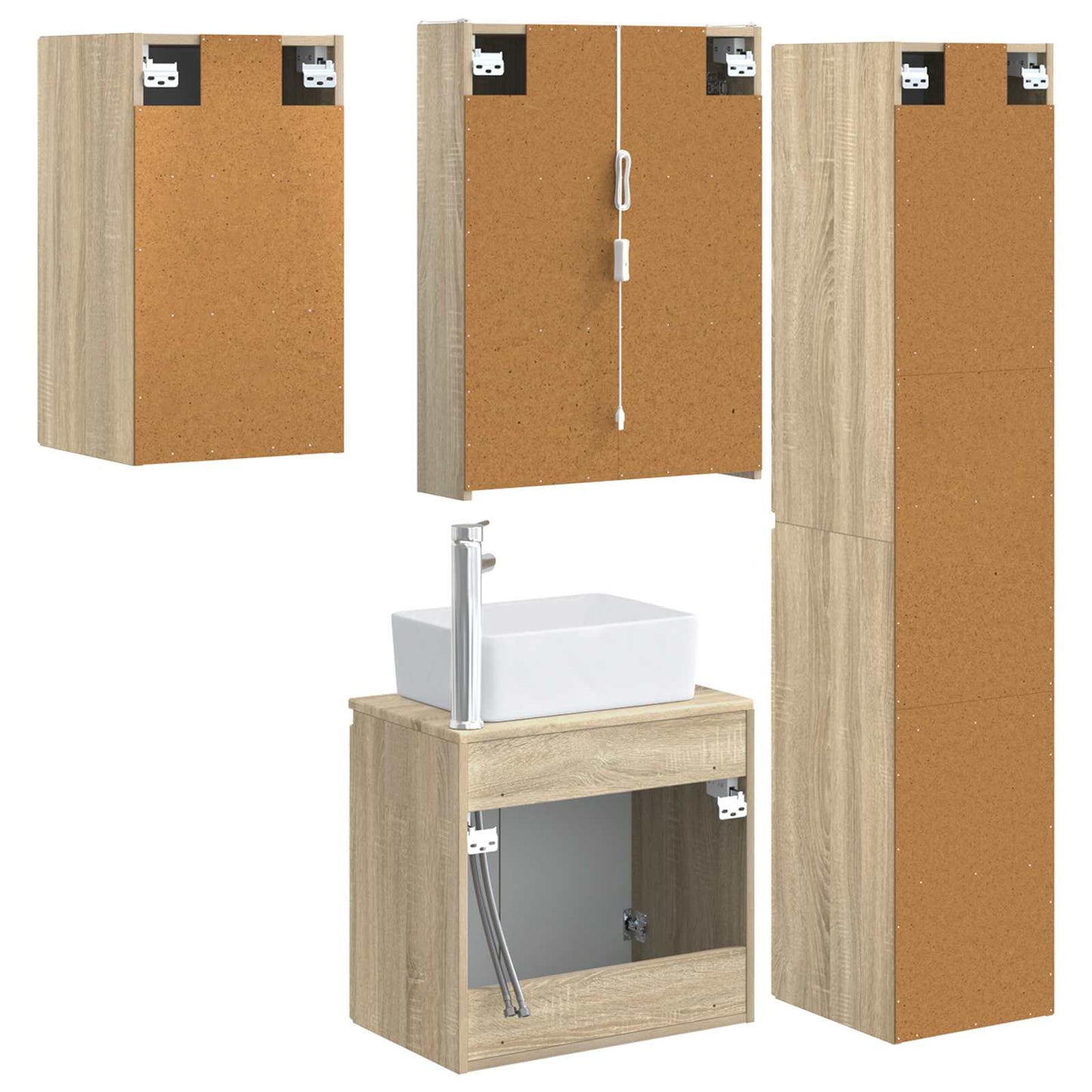 Baderomsskapsett 5 pcs Sonoma eik 53 x 15,5 x 70 cm