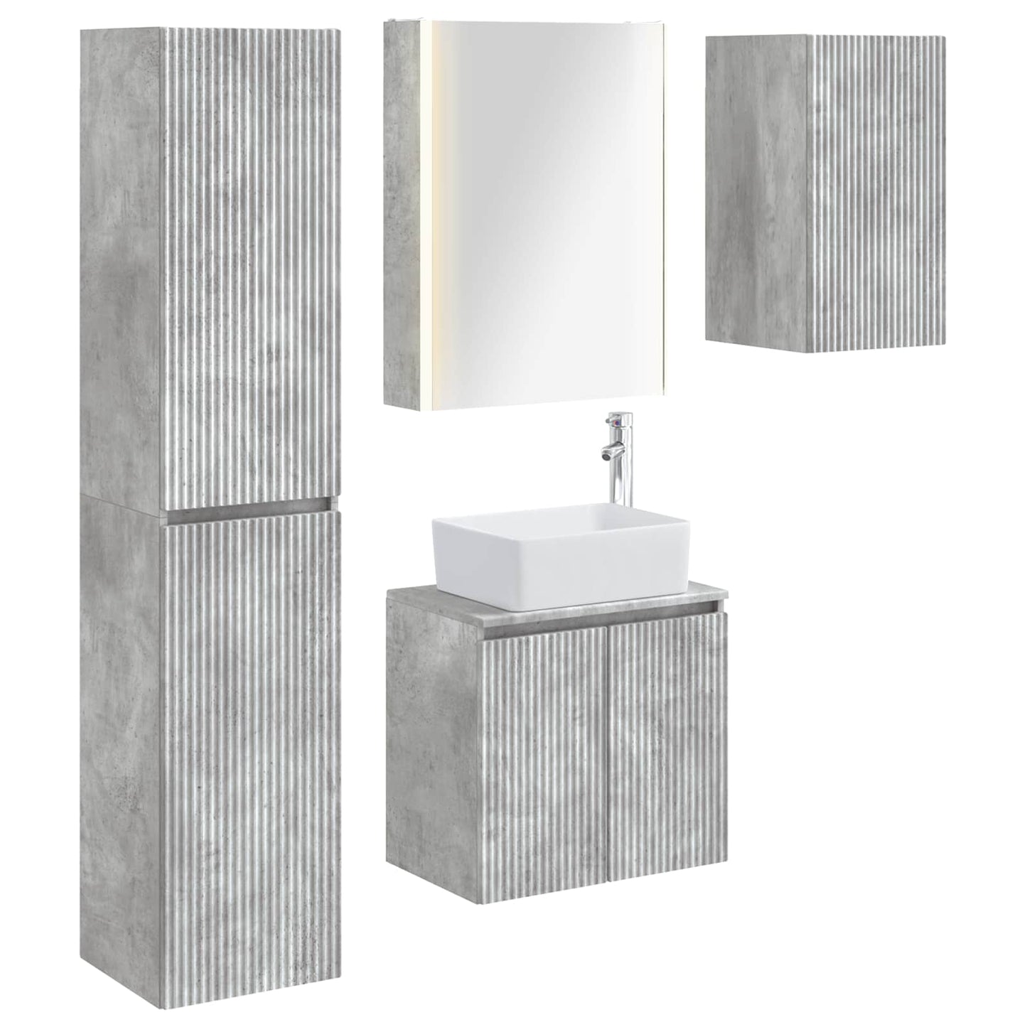 Baderomsskapsett 5 pcs Betonggrå 53 x 15,5 x 70 cm