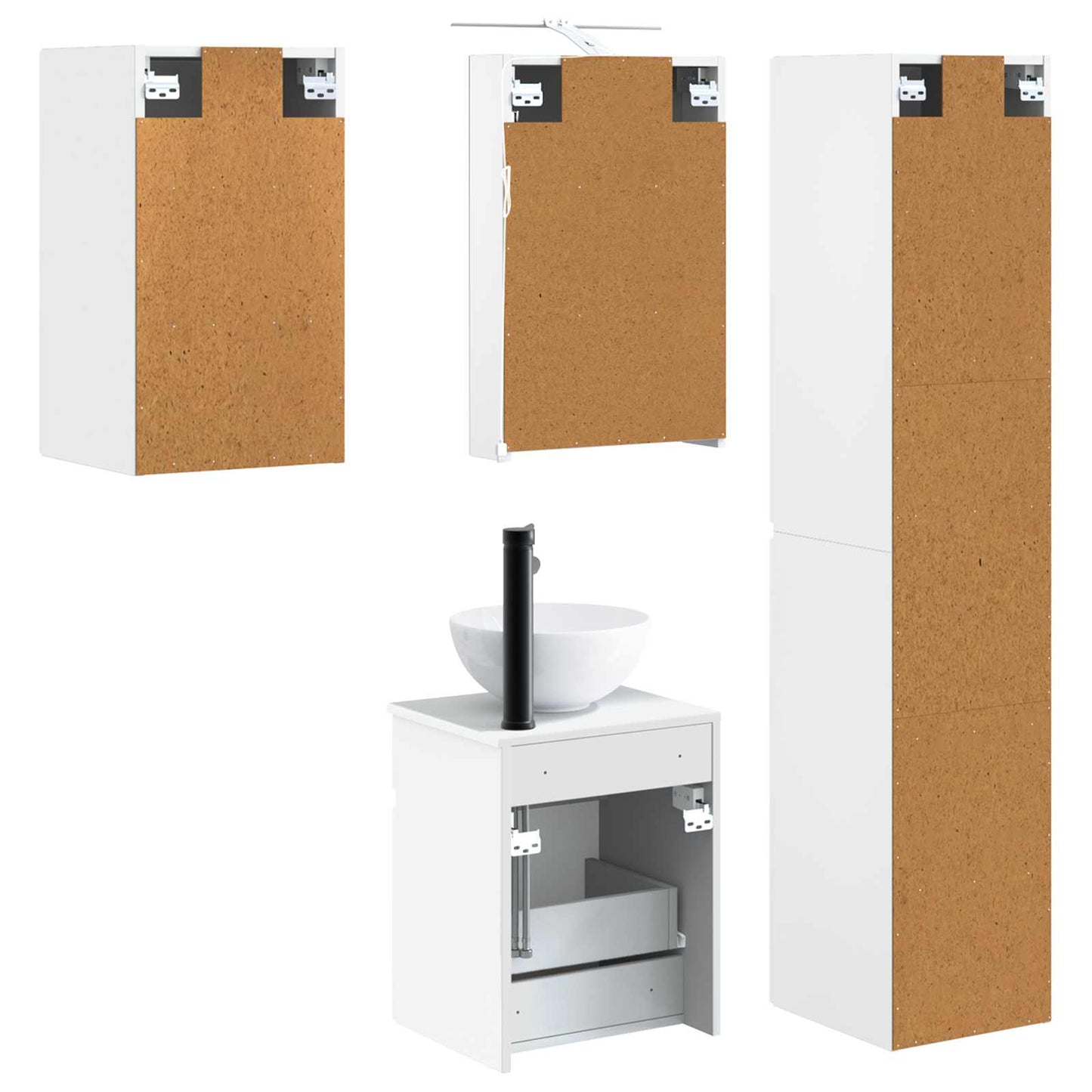 Baderomsskapsett 5 pcs Hvit 40 x 10,5 x 60,5 cm Konstruert tre