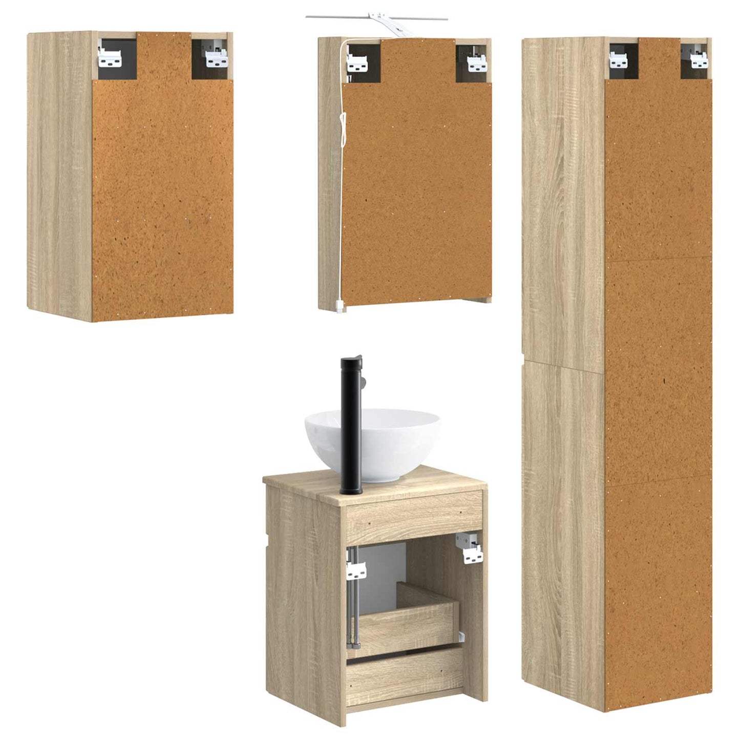 Baderomsskapsett 5 pcs Sonoma eik 40 x 10,5 x 60,5 cm