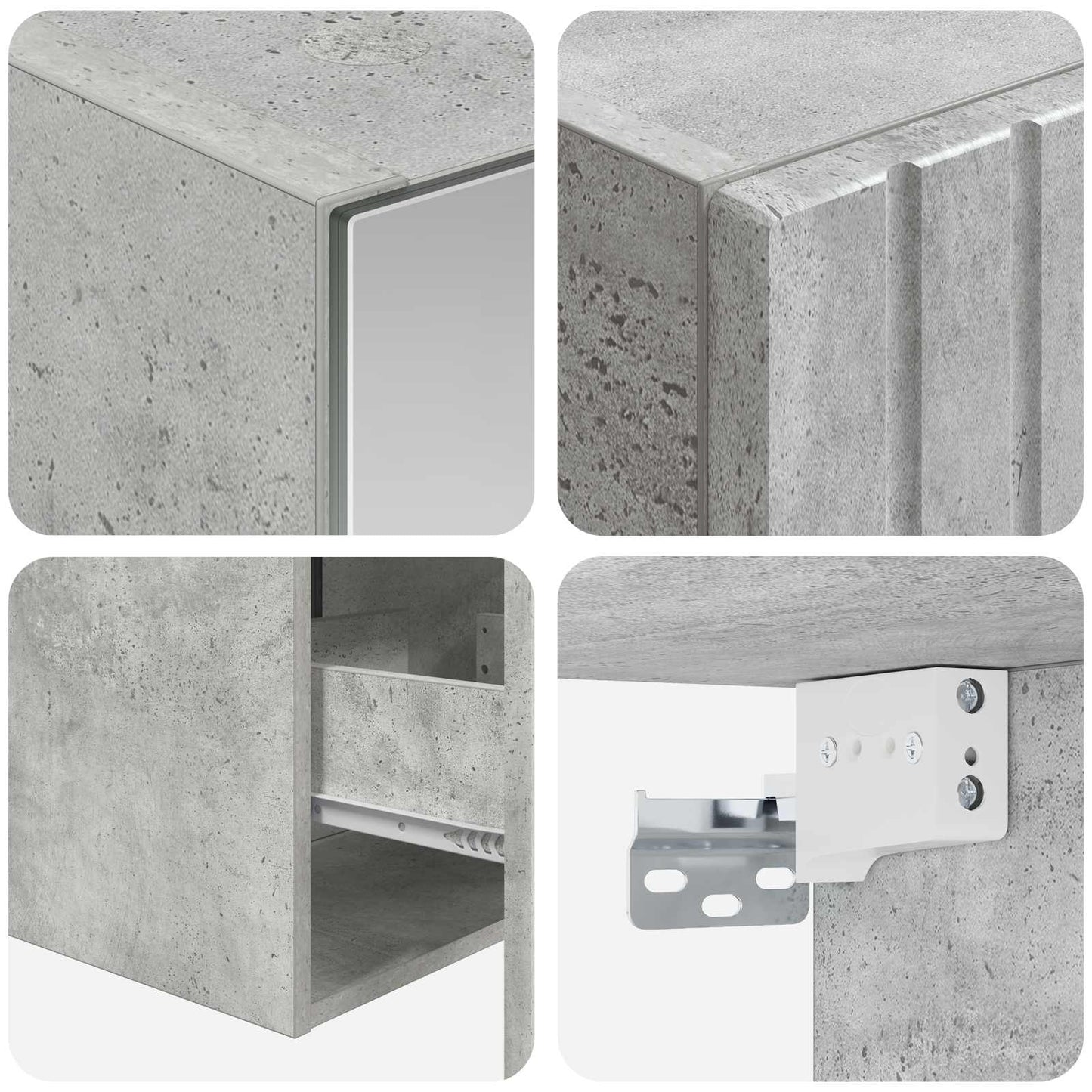 Baderomsskapsett 5 pcs Betonggrå 40 x 10,5 x 60,5 cm