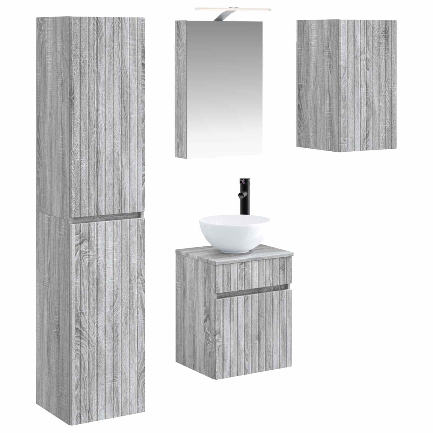 Baderomsskapsett 5 pcs Grå Sonoma 40 x 10,5 x 60,5 cm