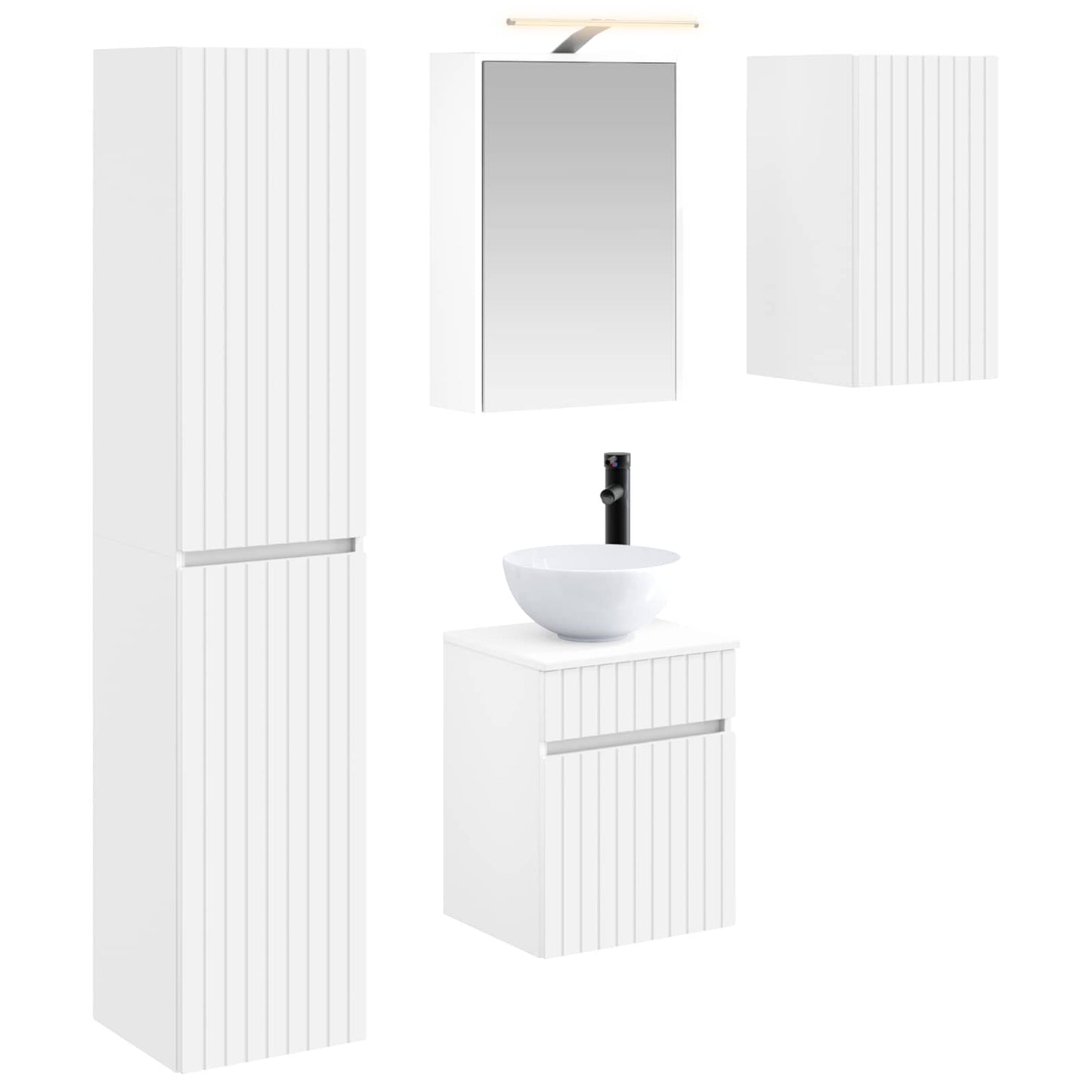 Baderomsskapsett 5 pcs Hvit 43 x 16 x 62,5 cm Konstruert tre