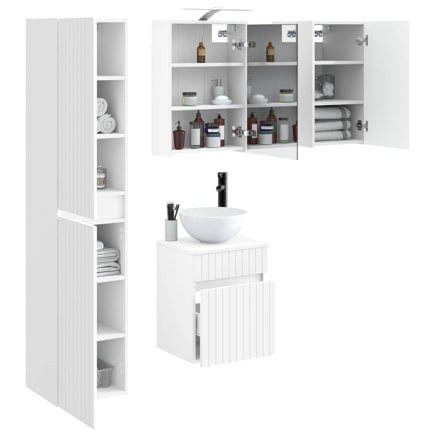 Baderomsskapsett 5 pcs Hvit 43 x 16 x 62,5 cm Konstruert tre