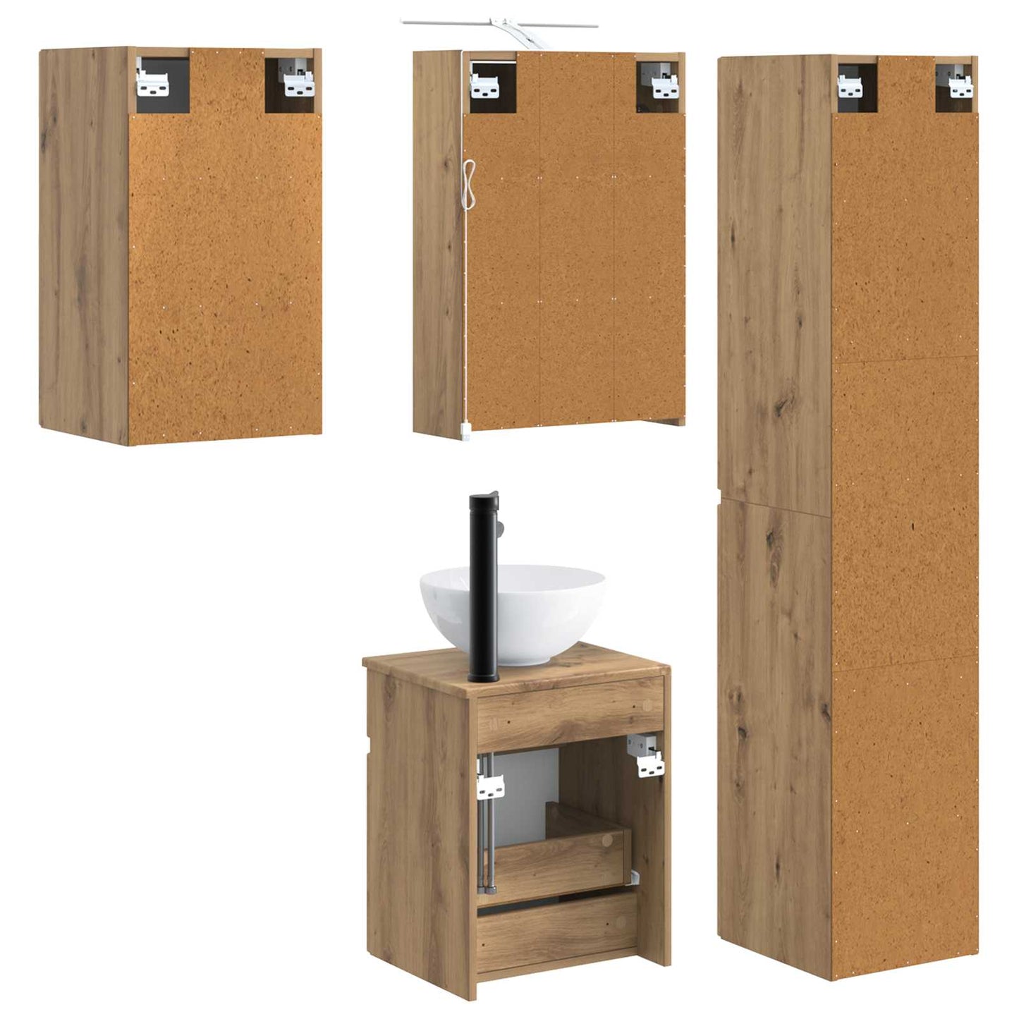 Baderomsskapsett 5 pcs Artisan eik 43 x 16 x 62,5 cm