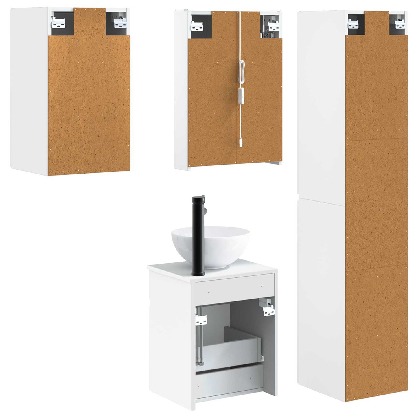 Baderomsskapsett 5 pcs Hvit 43 x 11,5 x 60,5 cm Konstruert tre