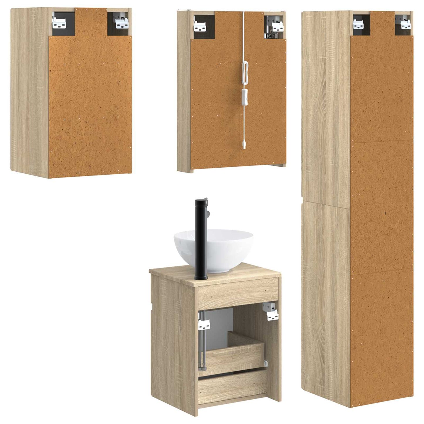 Baderomsskapsett 5 pcs Sonoma eik 43 x 11,5 x 60,5 cm