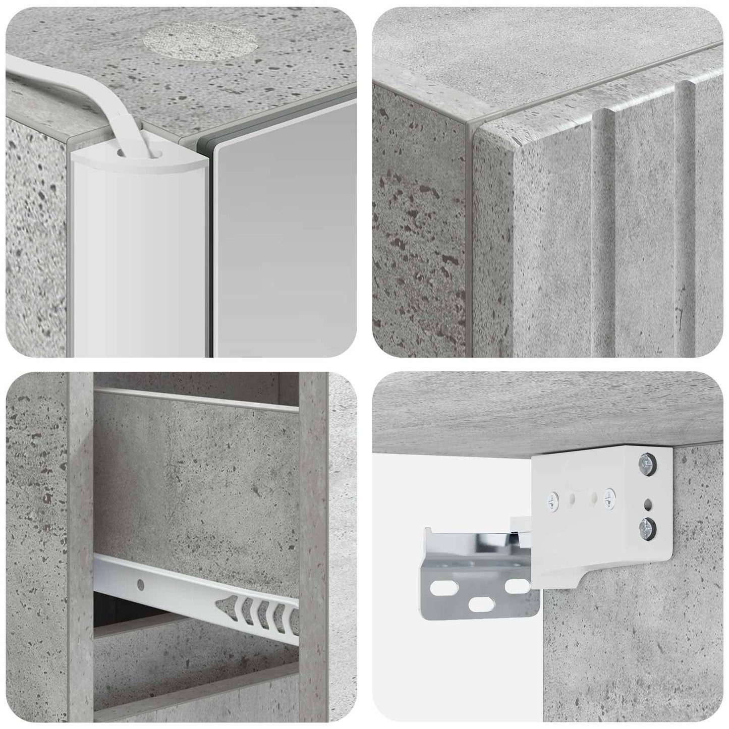 Baderomsskapsett 5 pcs Betonggrå 43 x 11,5 x 60,5 cm