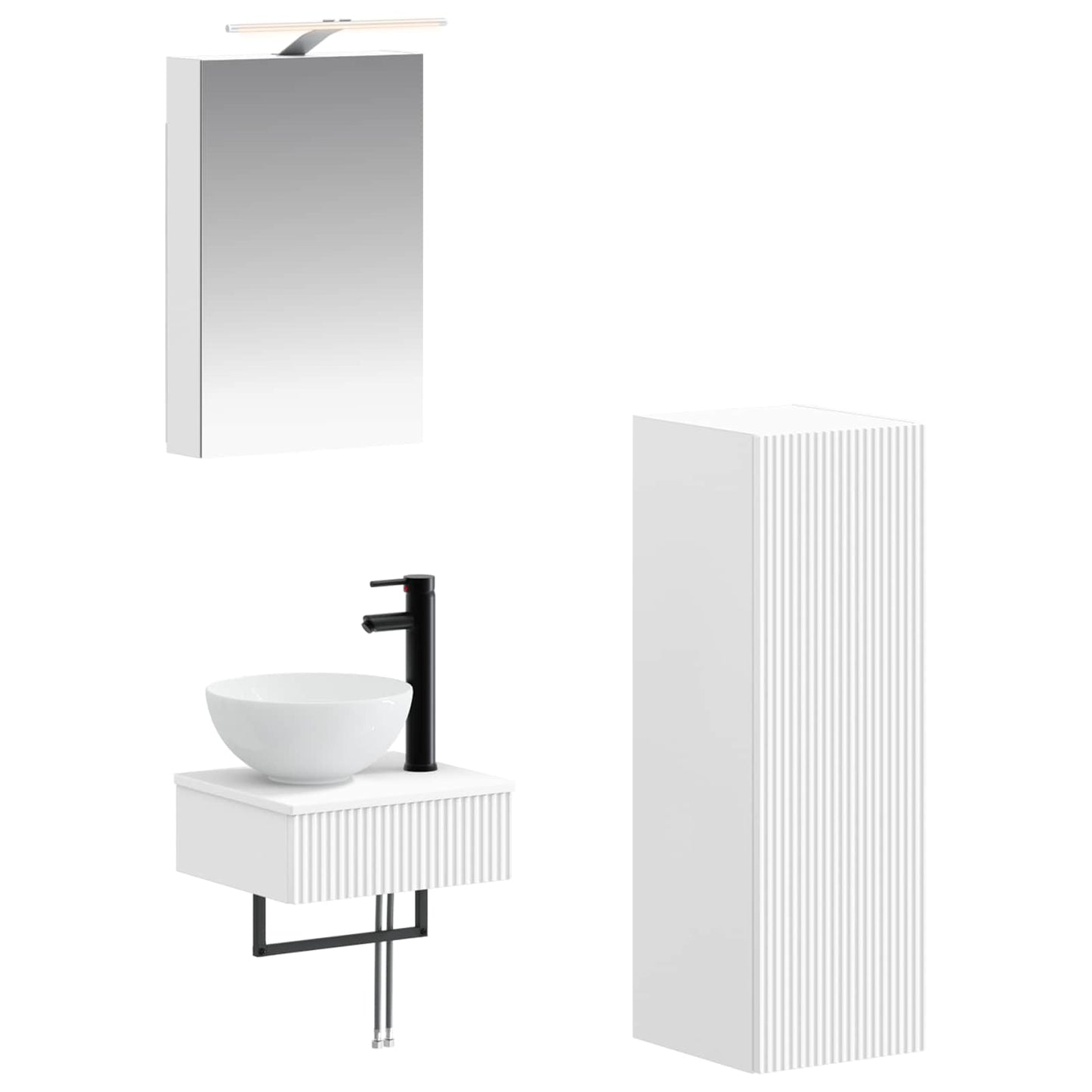 Baderomsskapsett 4 pcs Hvit 40 x 10,5 x 60,5 cm Konstruert tre