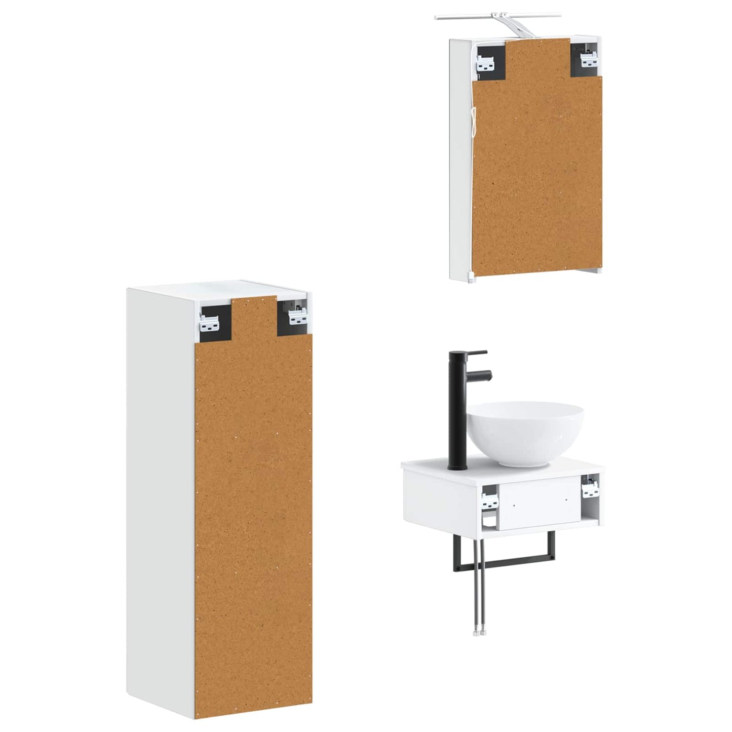 Baderomsskapsett 4 pcs Hvit 40 x 10,5 x 60,5 cm Konstruert tre