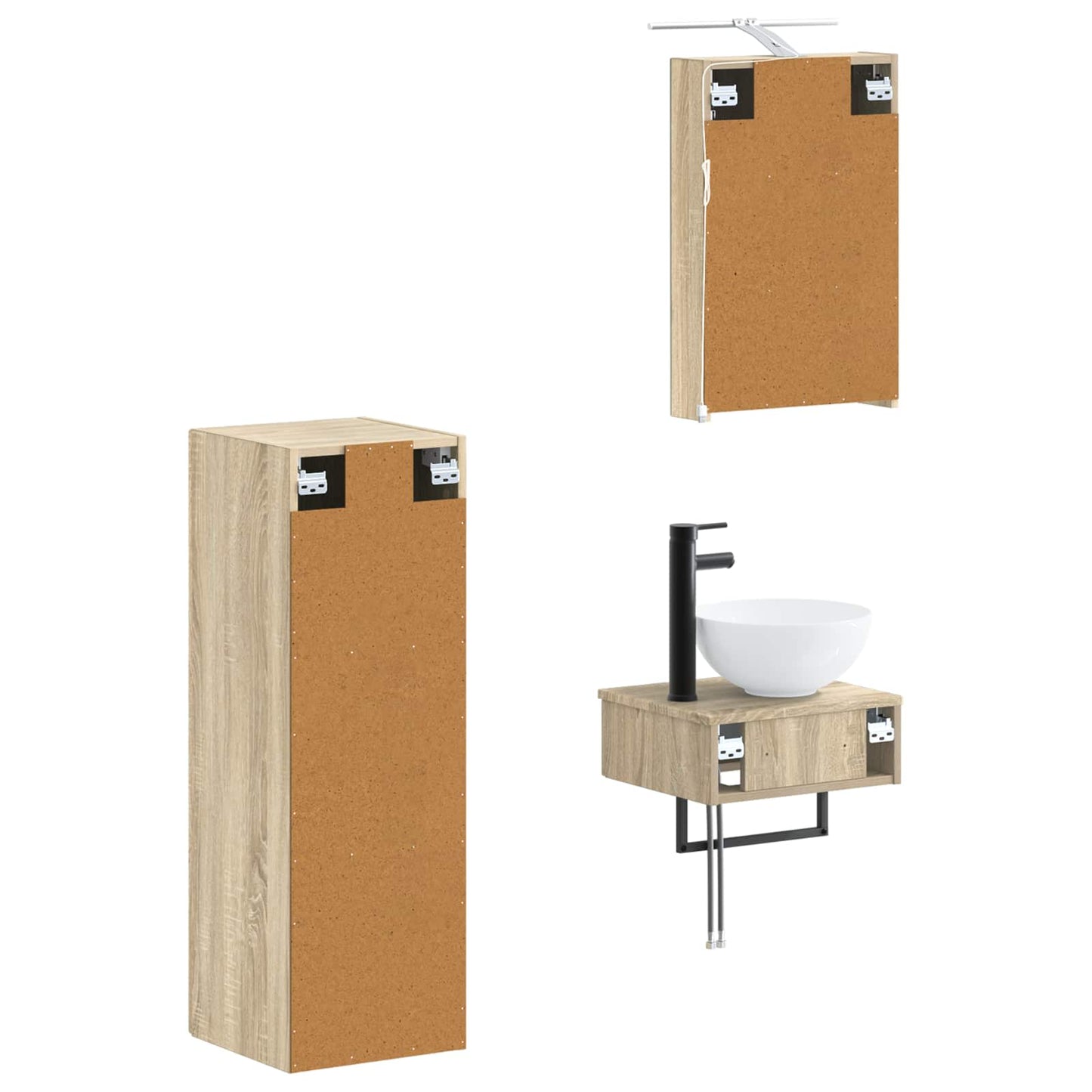 Baderomsskapsett 4 pcs Sonoma eik 40 x 10,5 x 60,5 cm