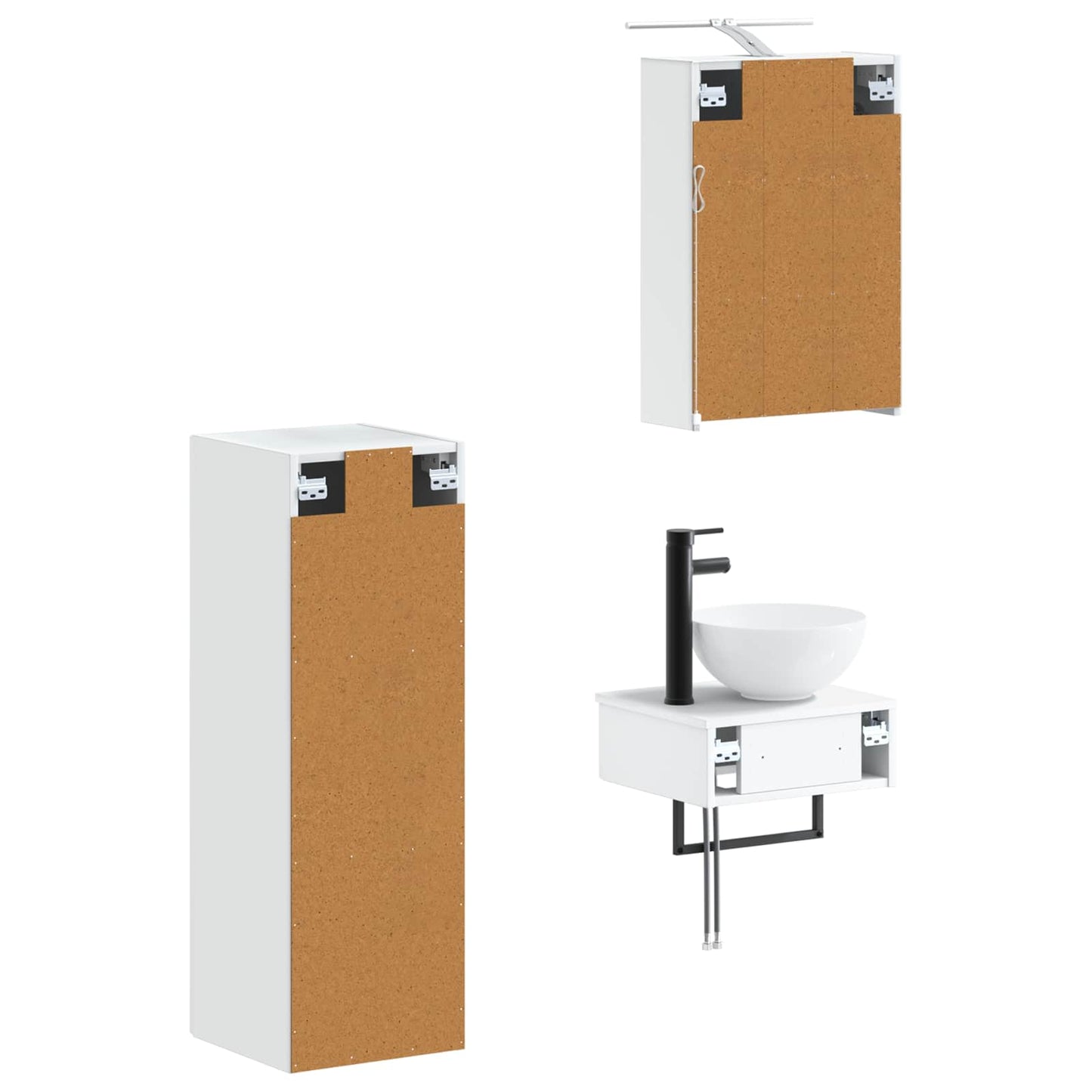 Baderomsskapsett 4 pcs Hvit 43 x 16 x 62,5 cm Konstruert tre
