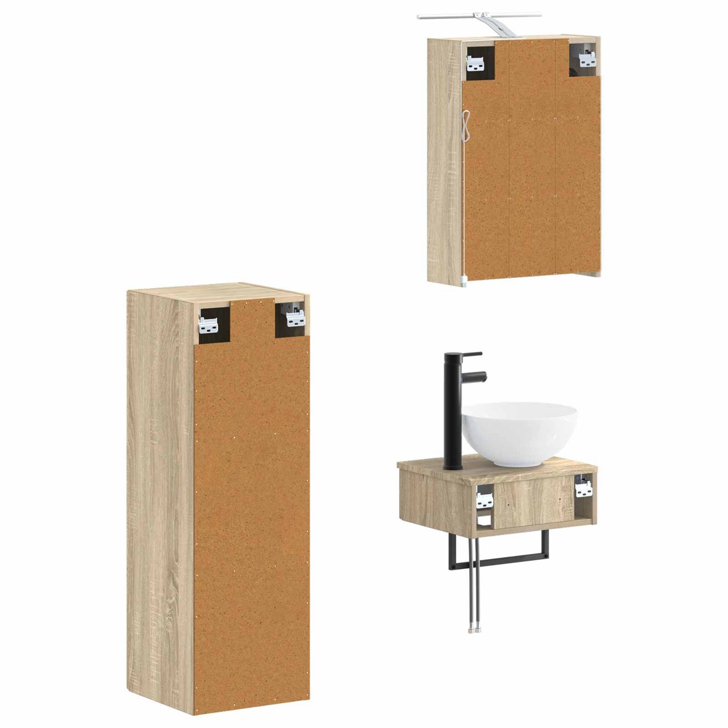 Baderomsskapsett 4 pcs Sonoma eik 43 x 16 x 62,5 cm