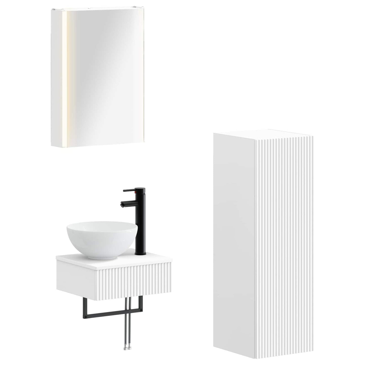 Baderomsskapsett 4 pcs Hvit 43 x 11,5 x 60,5 cm Konstruert tre