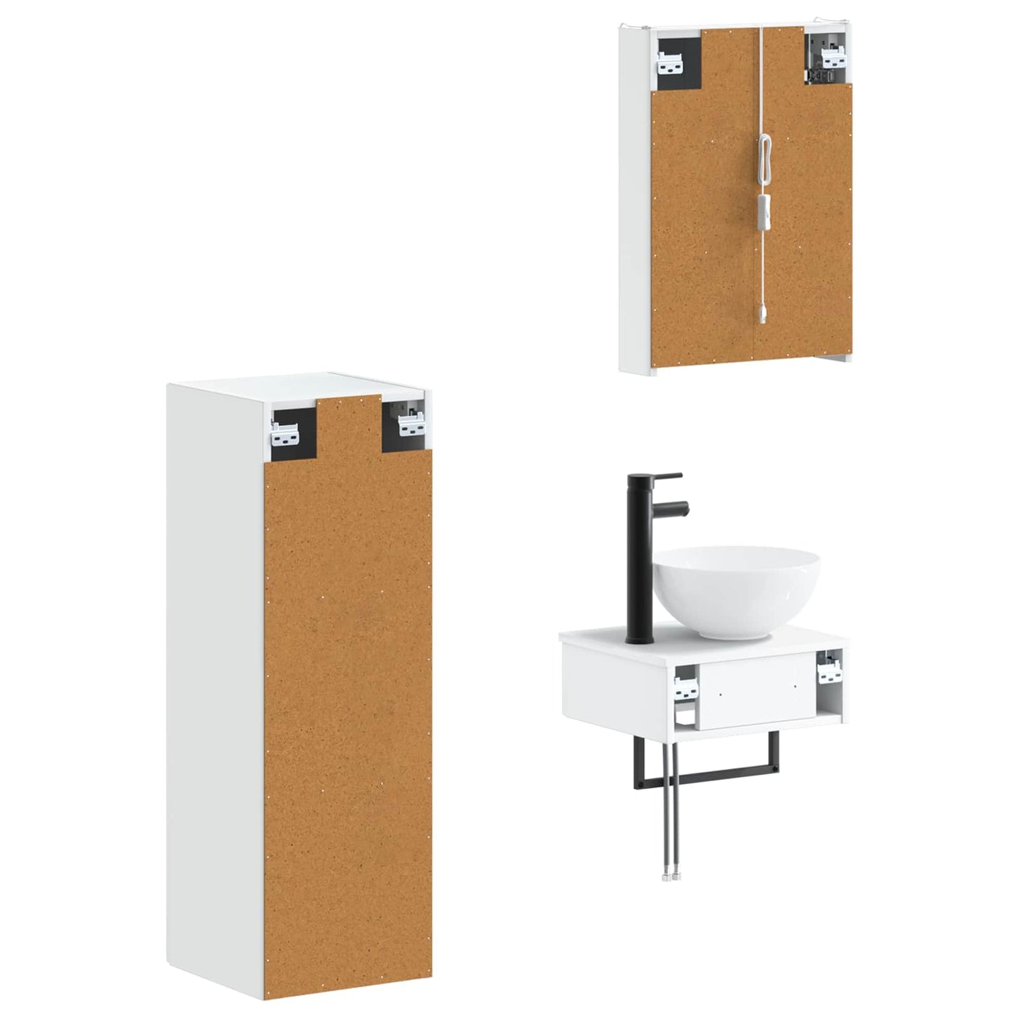 Baderomsskapsett 4 pcs Hvit 43 x 11,5 x 60,5 cm Konstruert tre