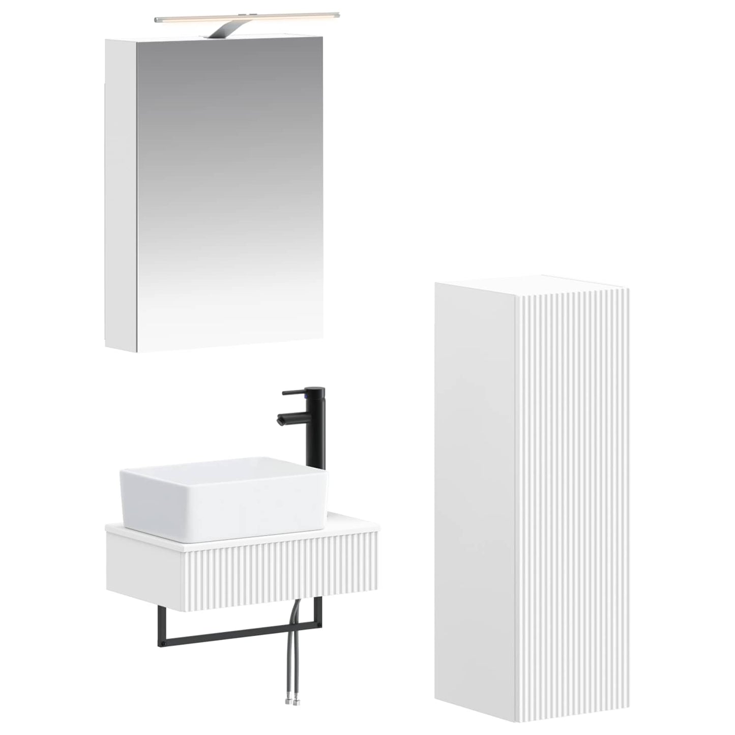Baderomsskapsett 4 pcs Hvit 50 x 14,5 x 70 cm Konstruert tre
