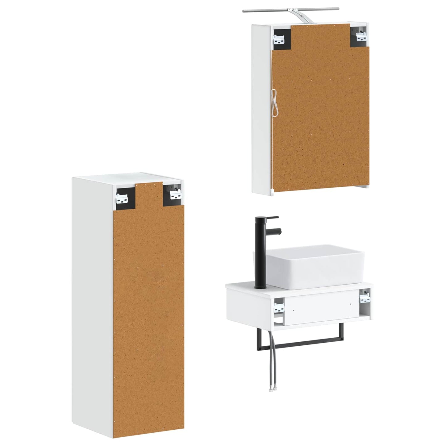 Baderomsskapsett 4 pcs Hvit 50 x 14,5 x 70 cm Konstruert tre