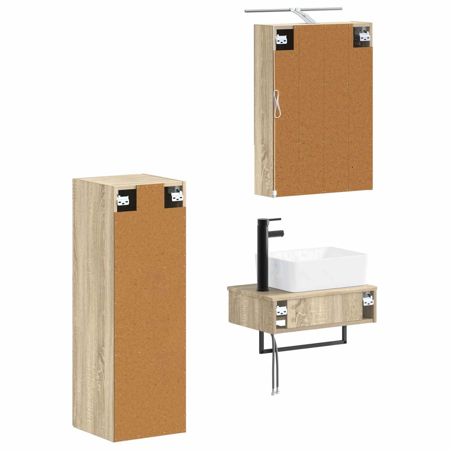 Baderomsskapsett 4 pcs Sonoma eik 50 x 14,5 x 70 cm