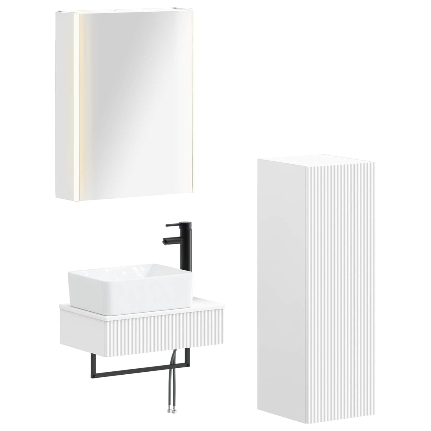 Baderomsinnredningssett 4 pcs Hvit Konstruert tre og glass